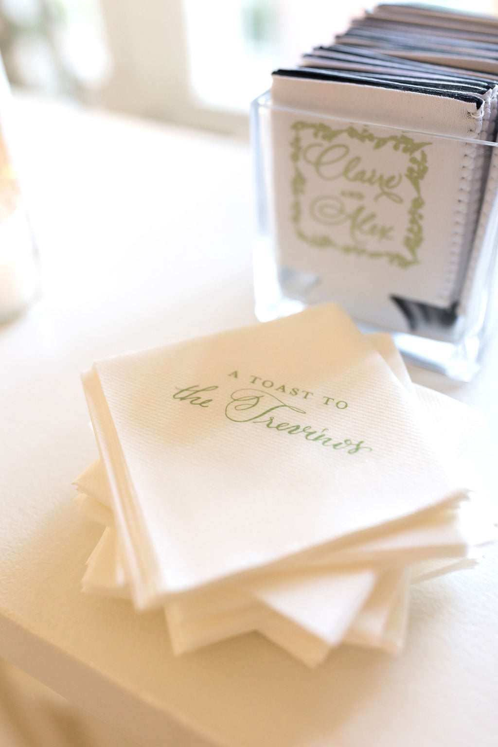 a toast to | beverage napkins | 3ply or linen white