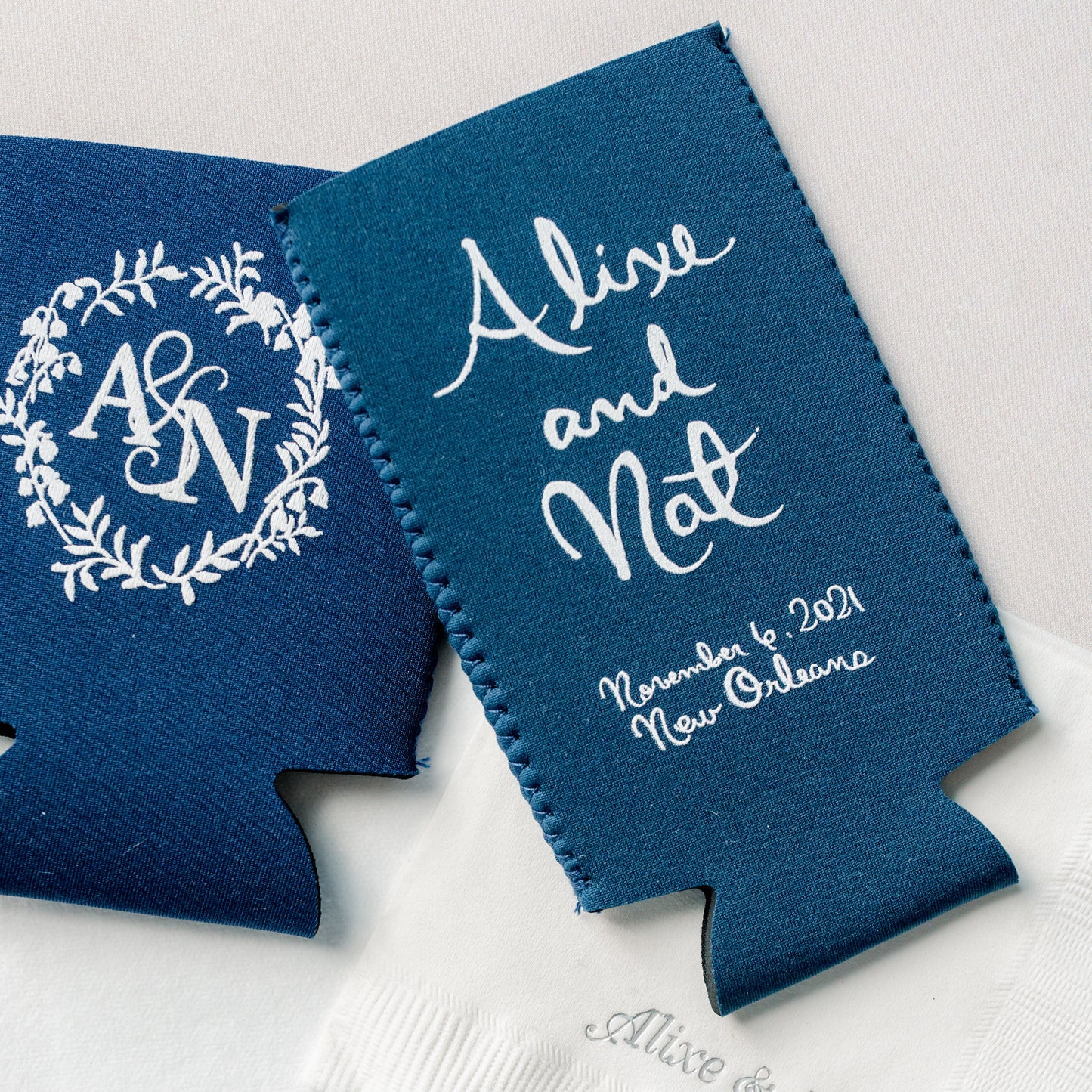 personalized wedding slim can coolers