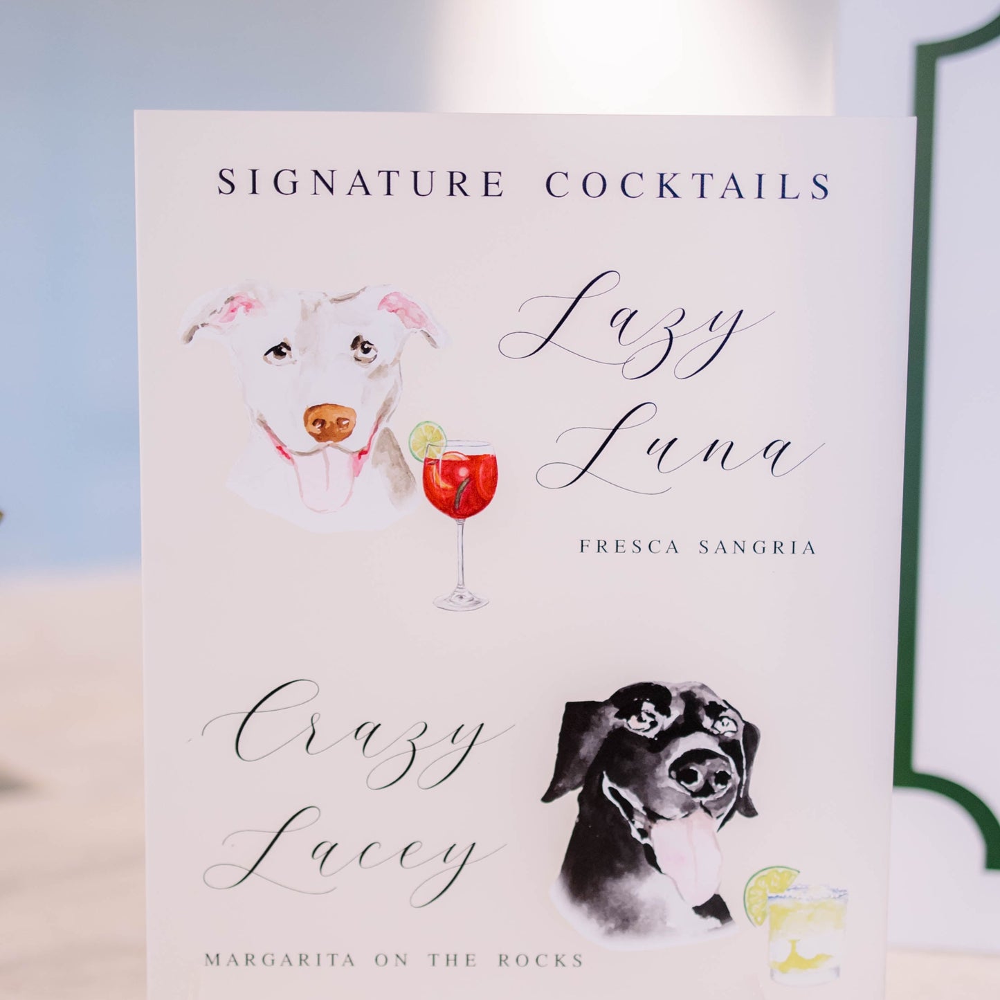 Personalized pet signature cocktail signage