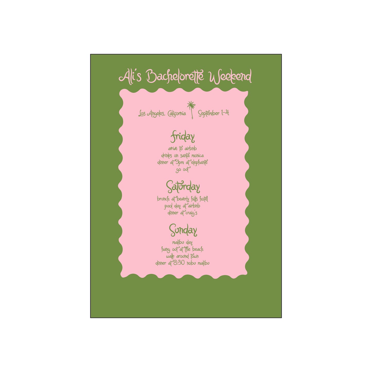 green border | itinerary