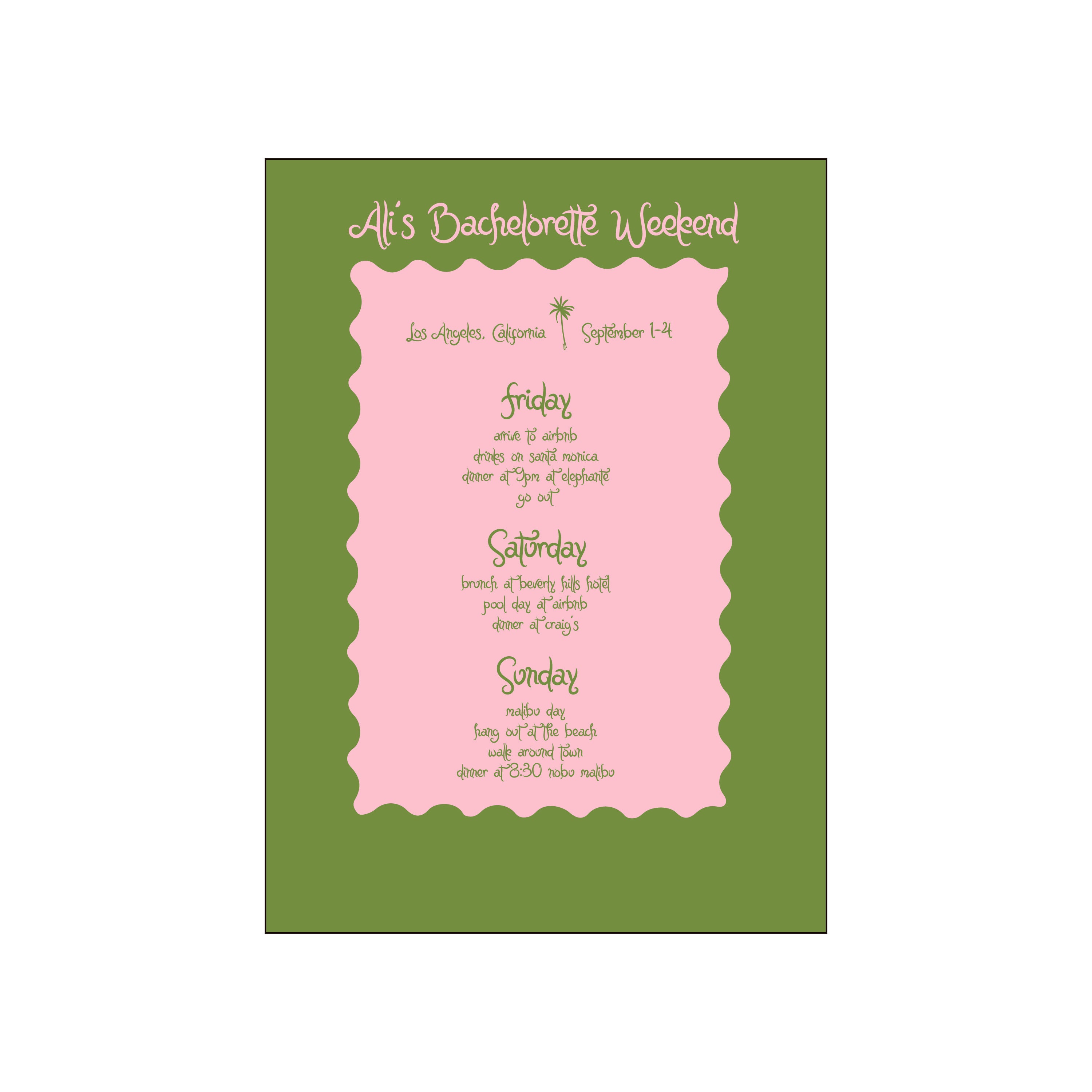 green border | itinerary