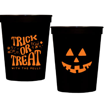 Personalized trick or treat stadium cups
