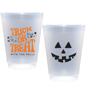 Personalized trick or treat frosted flex cups