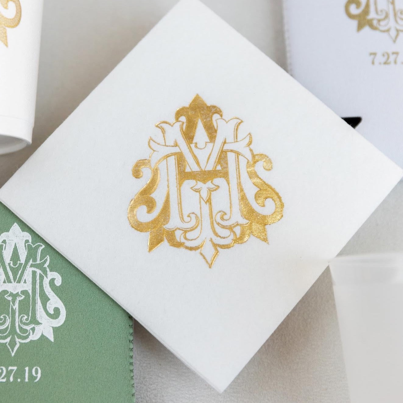 foil printed personalized monogram napkins