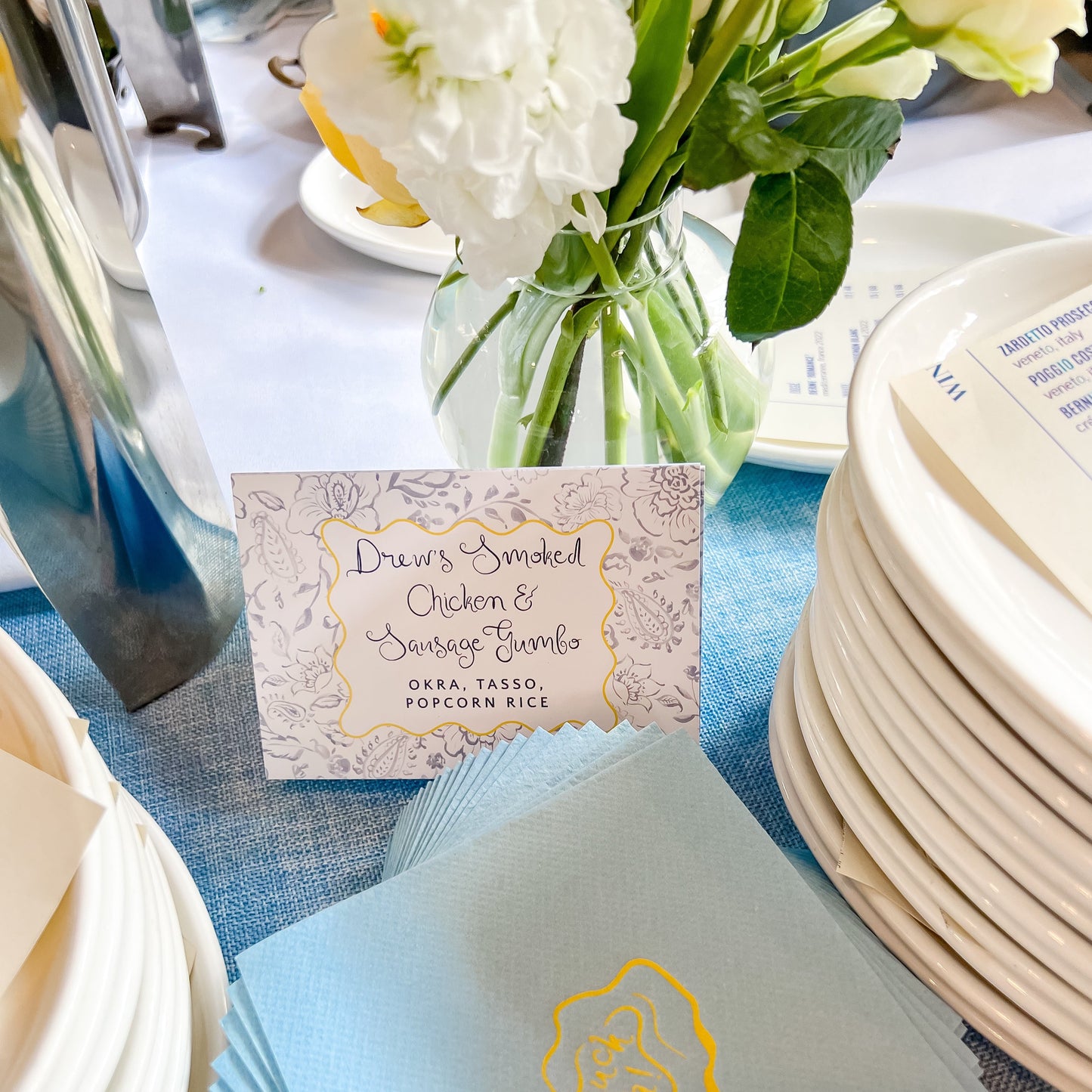 Personalized tented food station card