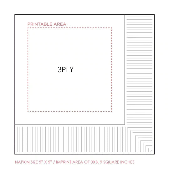 beverage napkins printing area