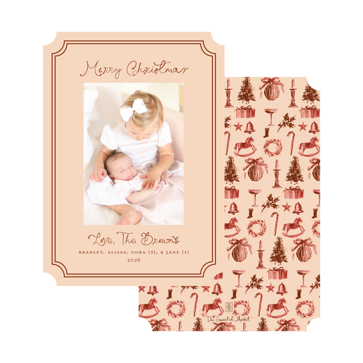 patterned christmas | holiday card | flat print | die-cut shape