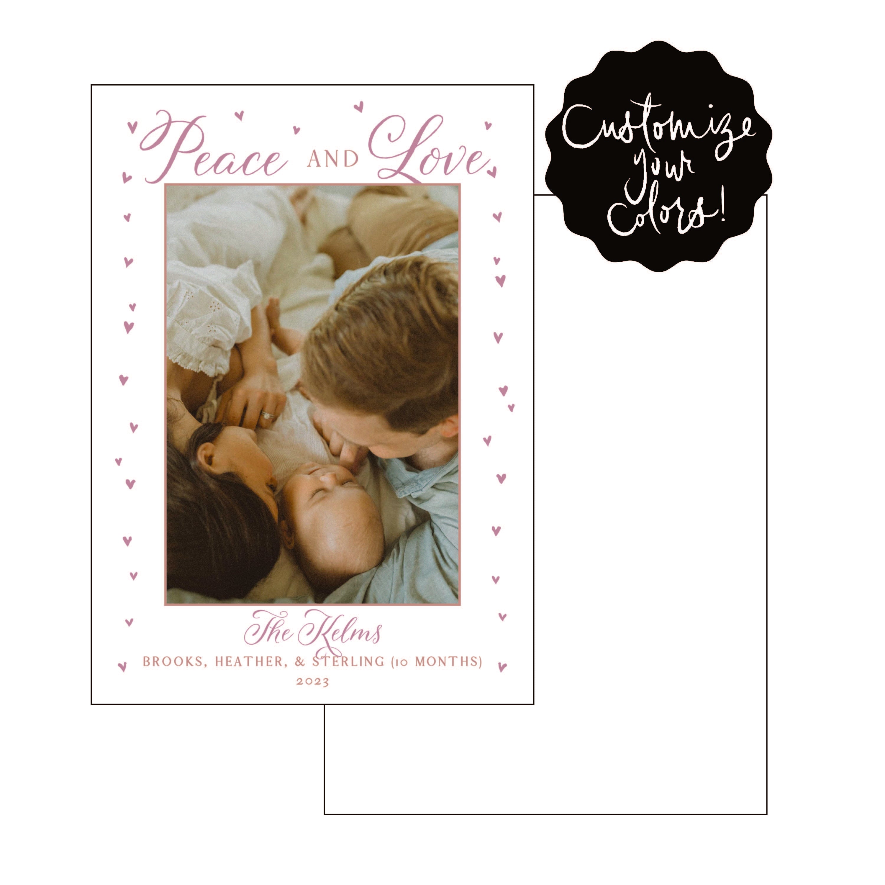 peace love and hearts | holiday card | letterpress