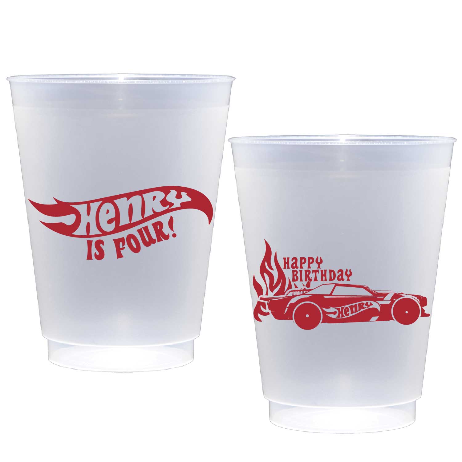 Personalized hot wheels birthday | Frosted Flex Cup