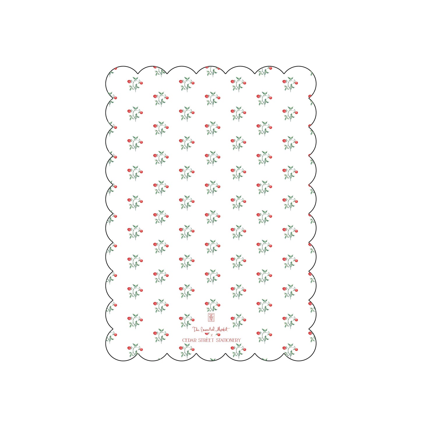 holly berries | holiday card | cedar street stationery | scallop shape