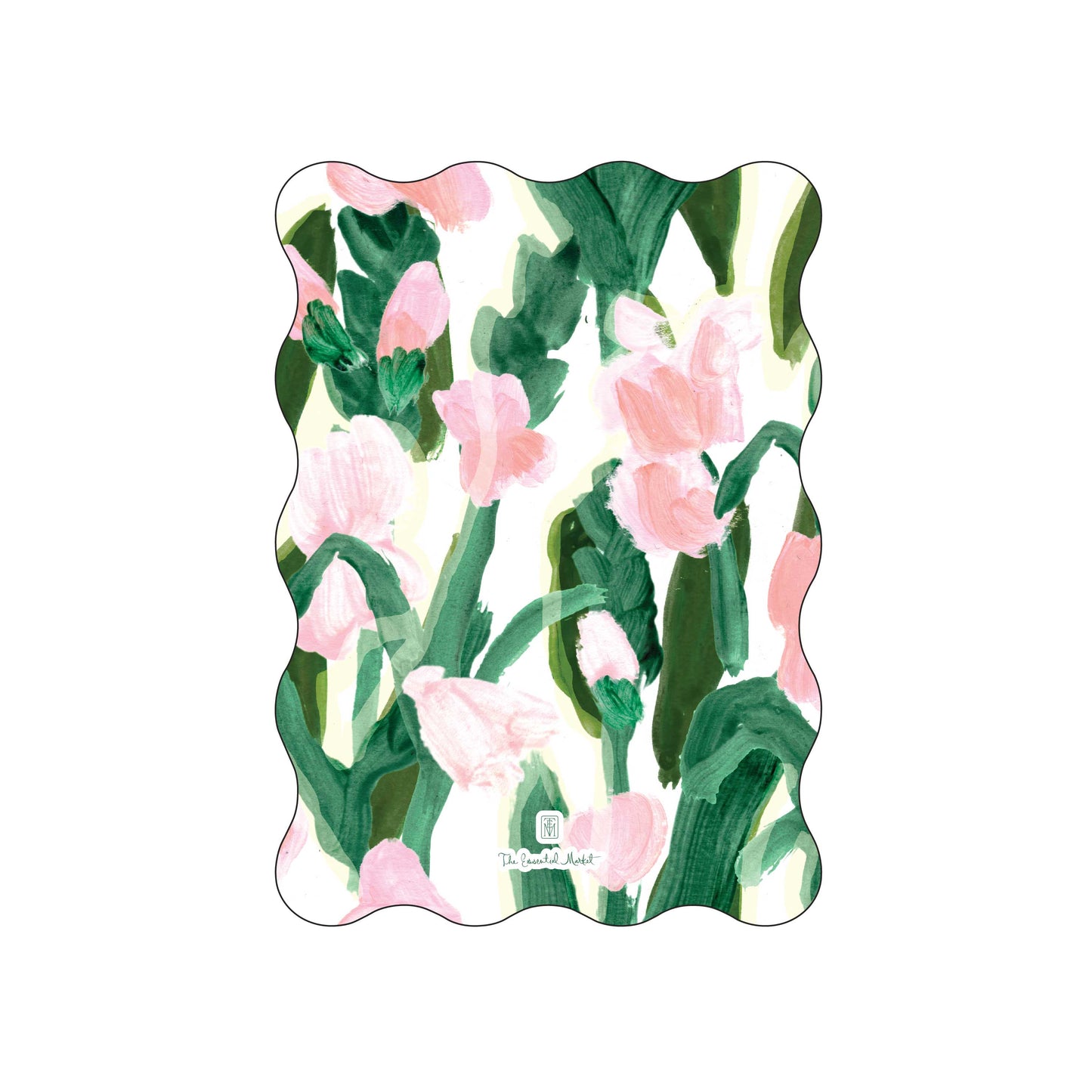 wavy pink florals | holiday card | digital print | wavy shape
