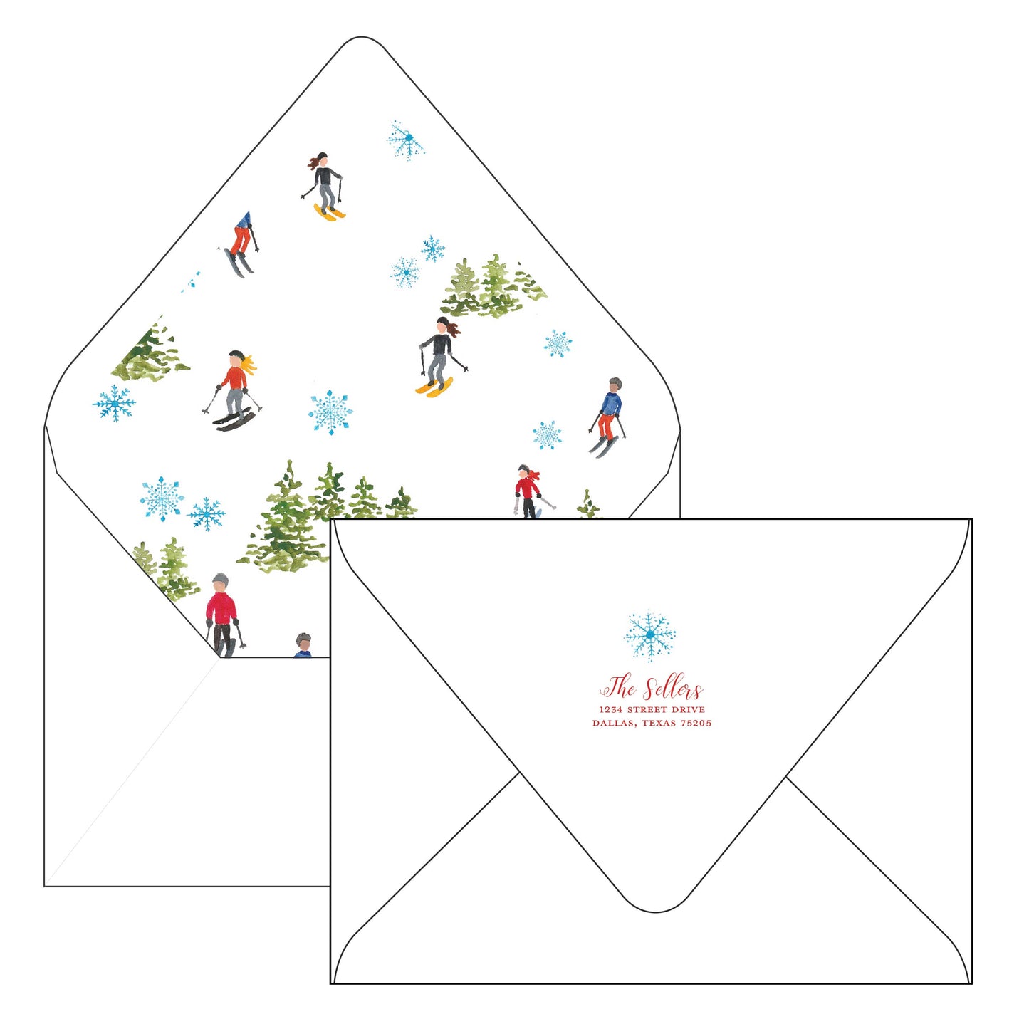 holiday skiers | holiday card | abby armistead