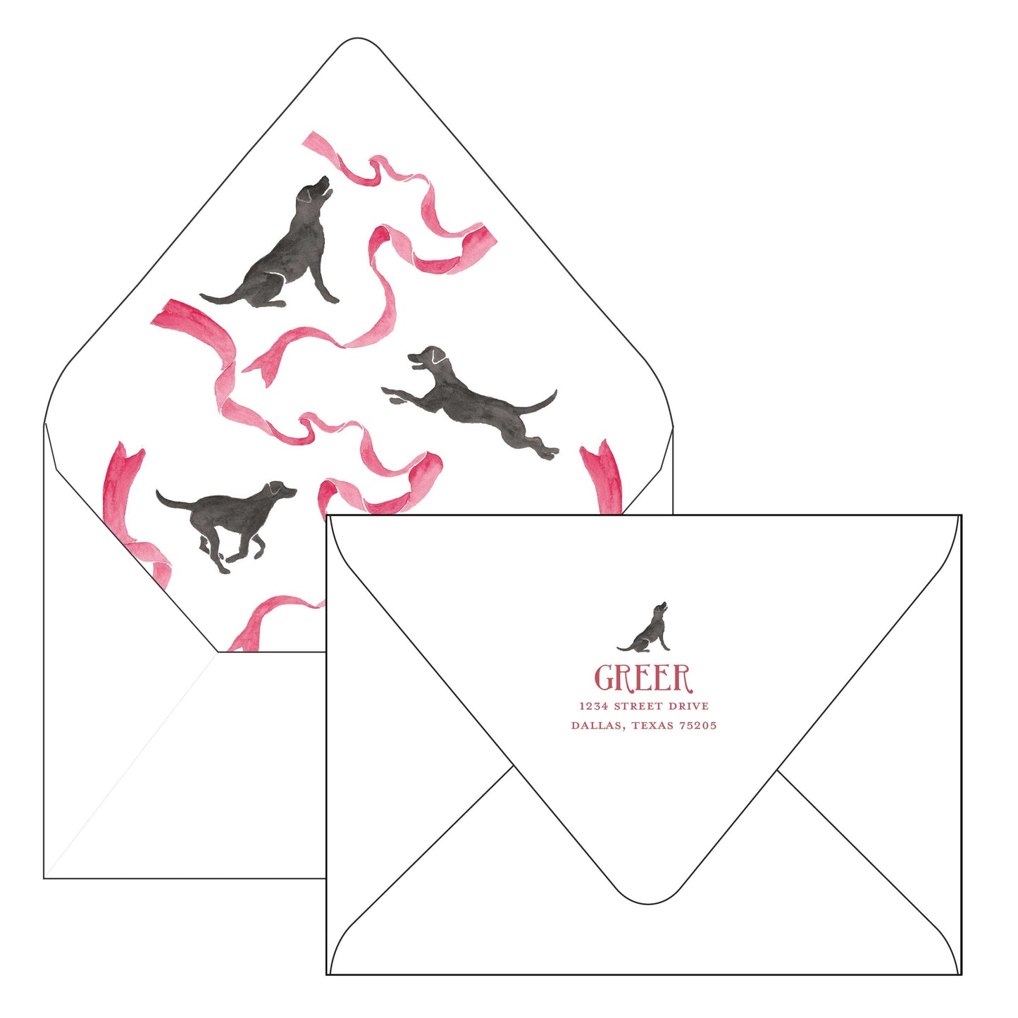 red ribbon dogs | holiday card | abby armistead