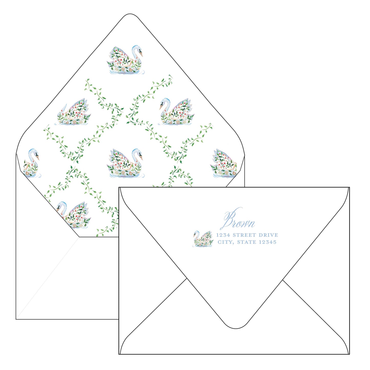 colorful swans | holiday card | mesh by alex