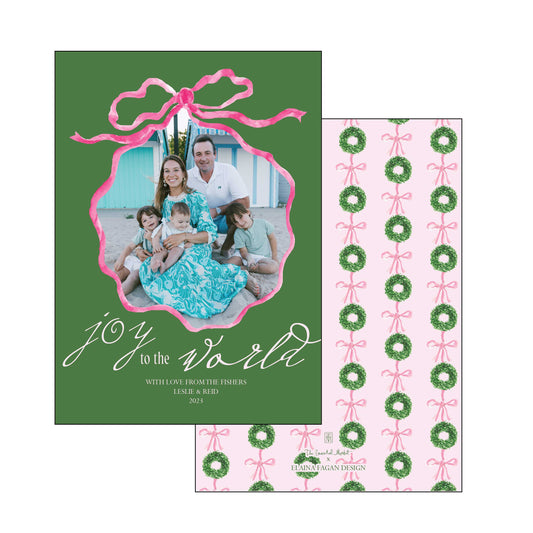 beautiful bow in pink and green | holiday card | elaina fagan design