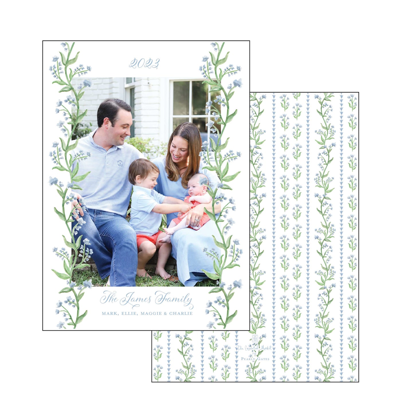 blue floral | holiday card | pearly gates designs