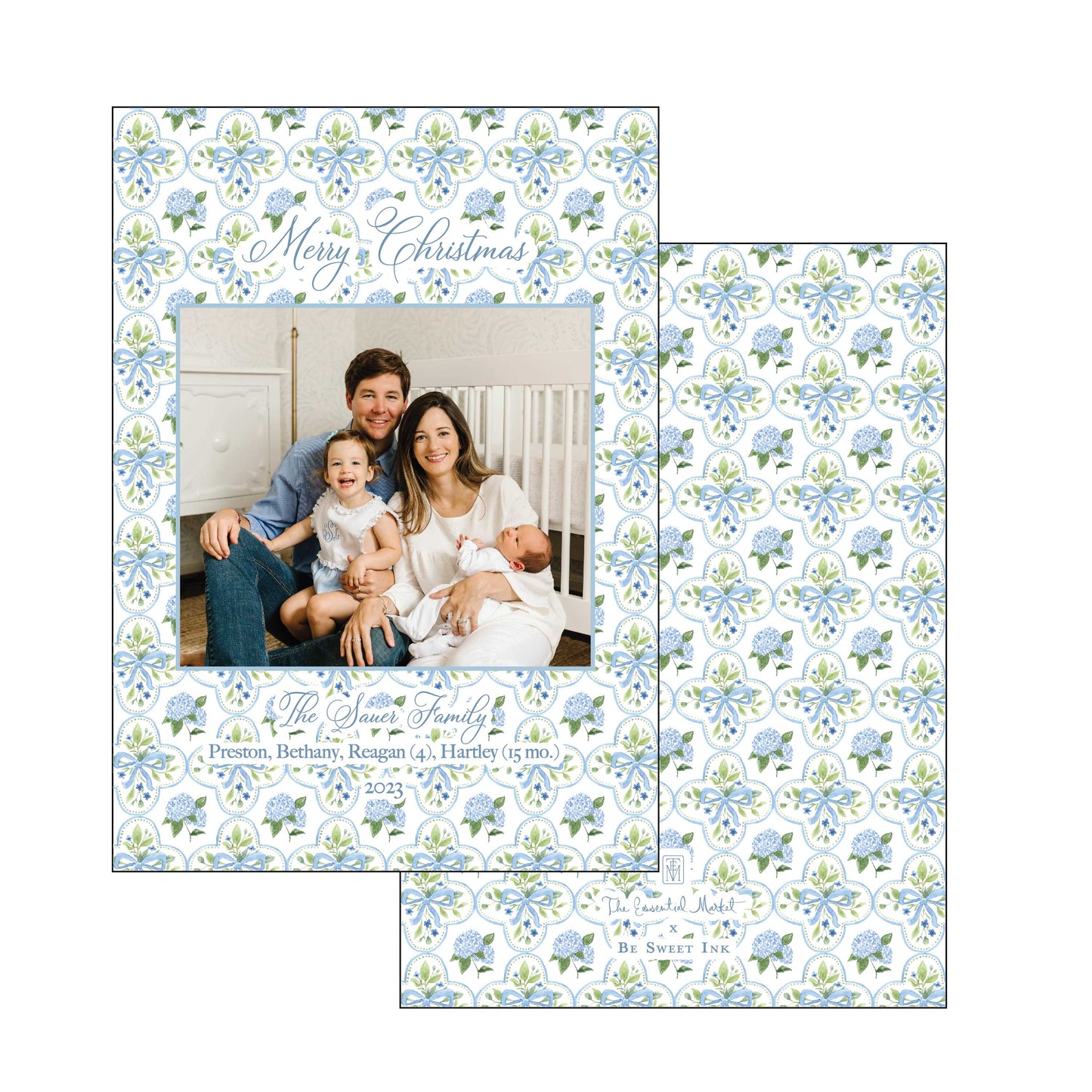 blue hydrangea | holiday card | be sweet ink