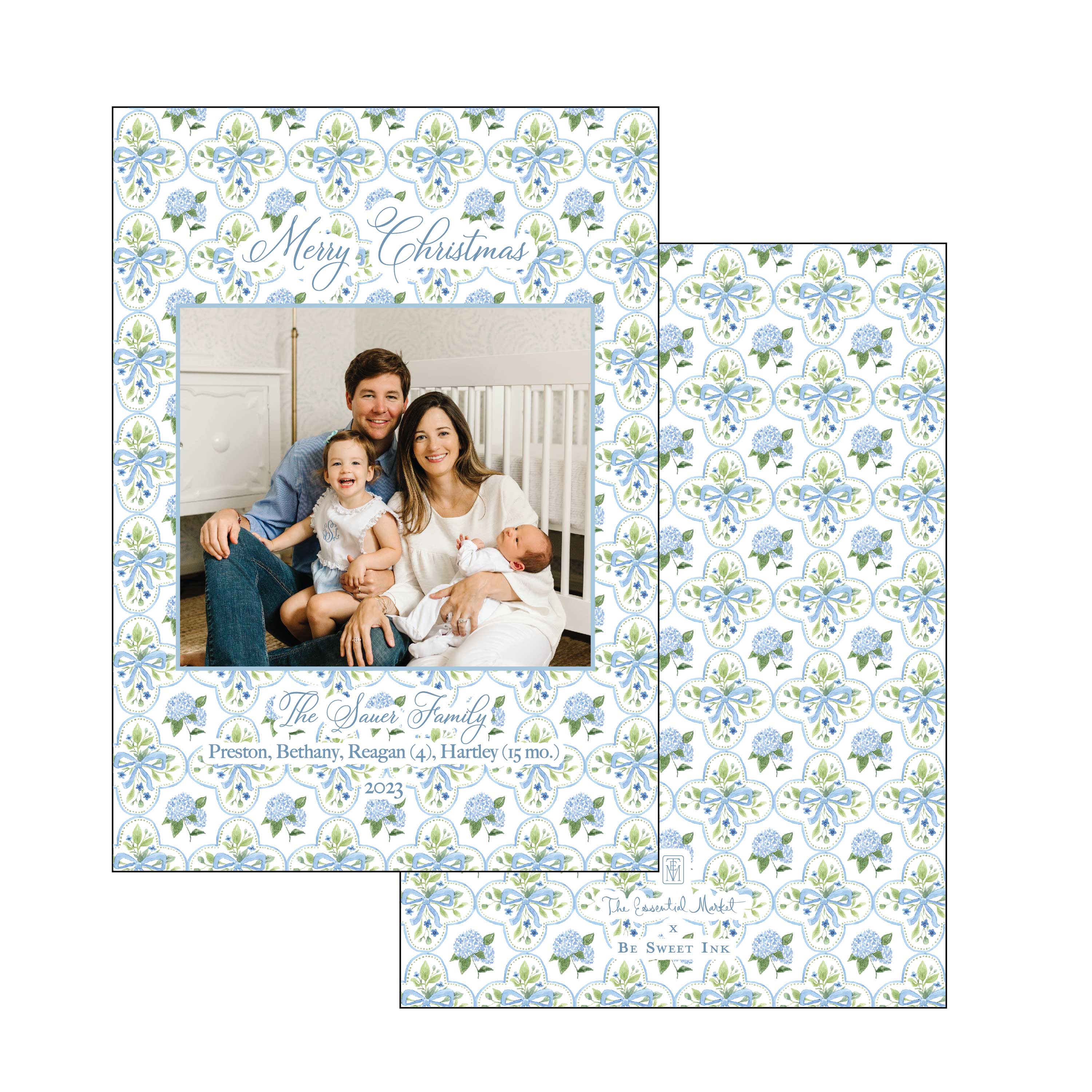 blue hydrangea | holiday card | be sweet ink
