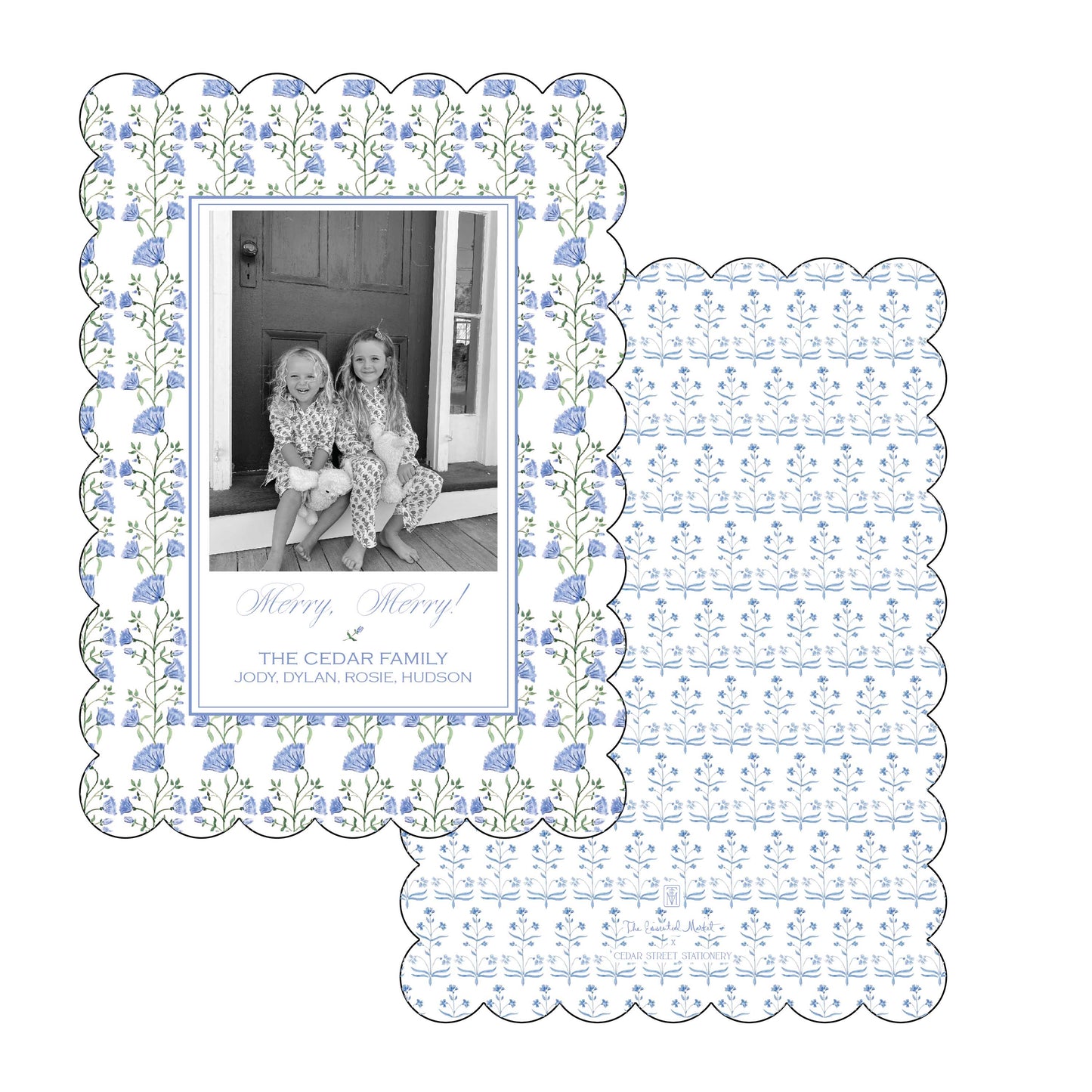 double block print | holiday card | cedar street stationery | scallop shape