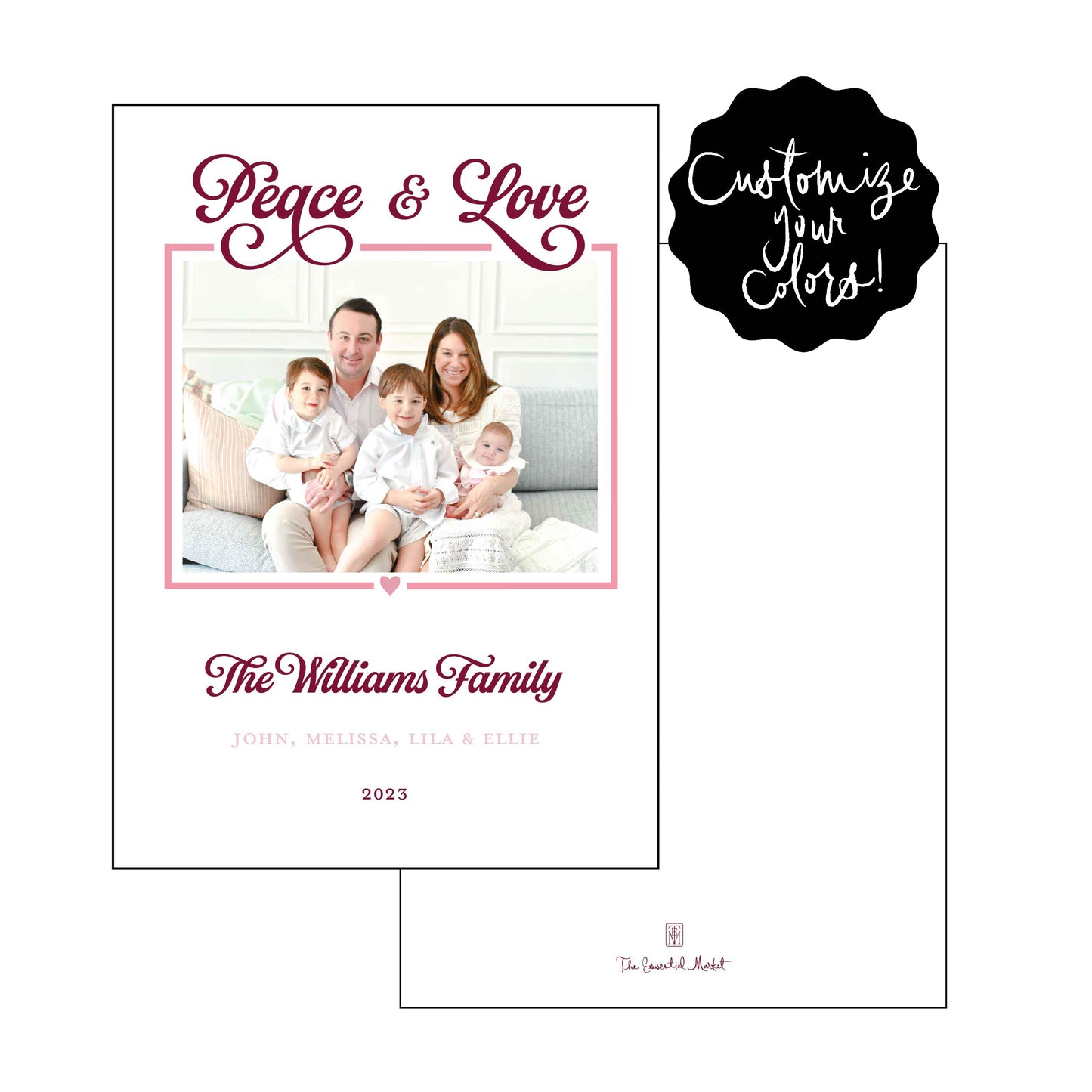 festive peace and love | holiday card | letterpress