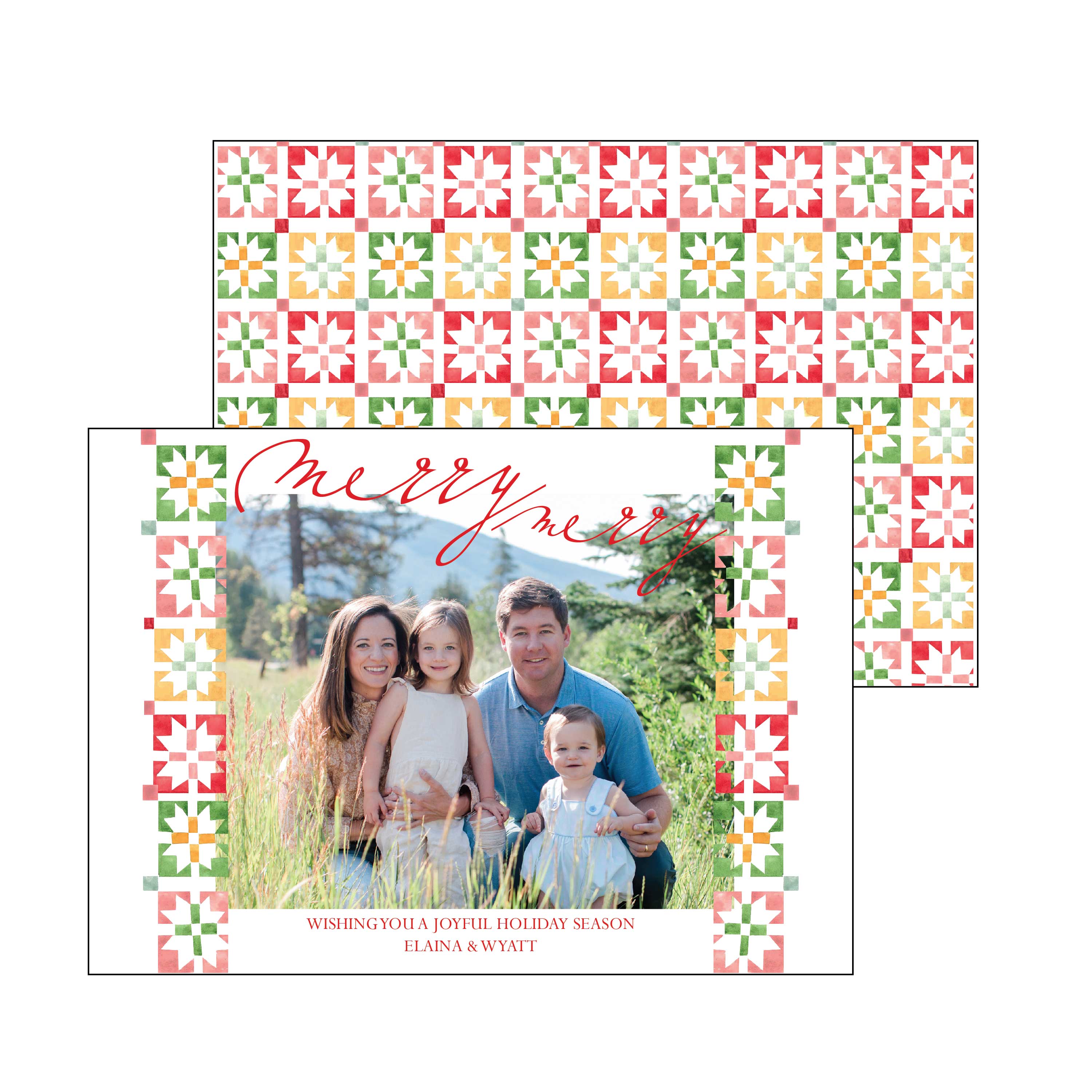 merry merry mosaic | landscape | holiday card | elaina fagan design