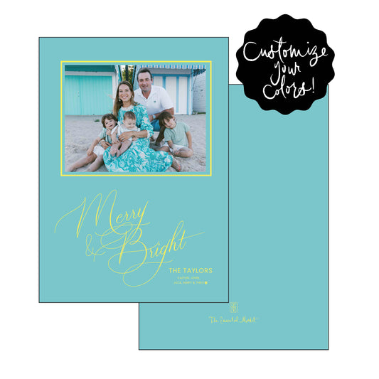 merry and bright script | holiday card | foil-stamped