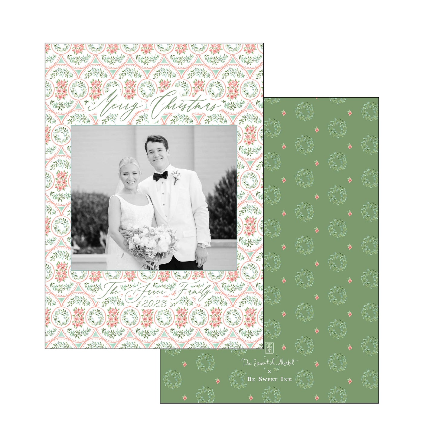 peachy wreath | holiday card | be sweet ink