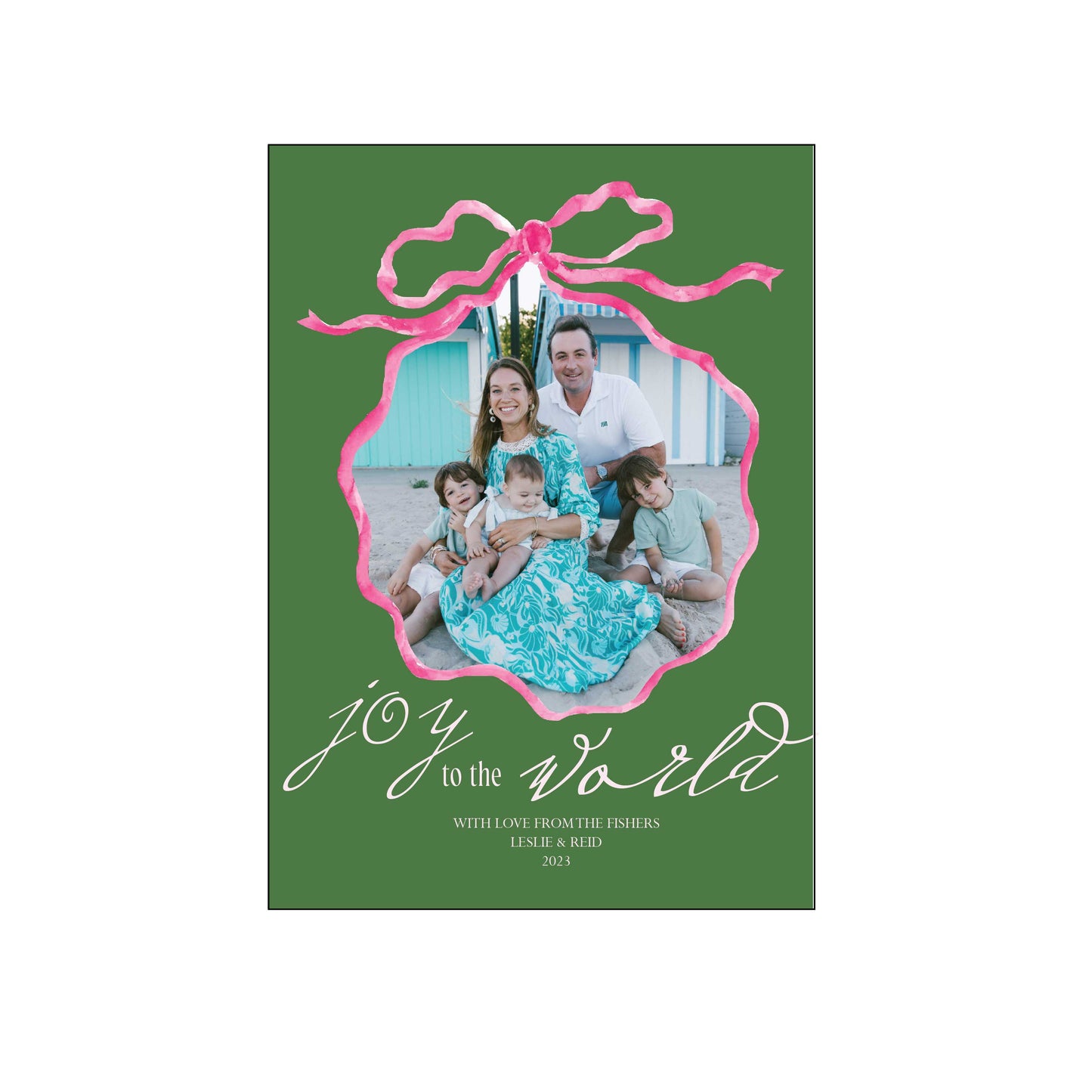 beautiful bow in pink and green | holiday card | elaina fagan design
