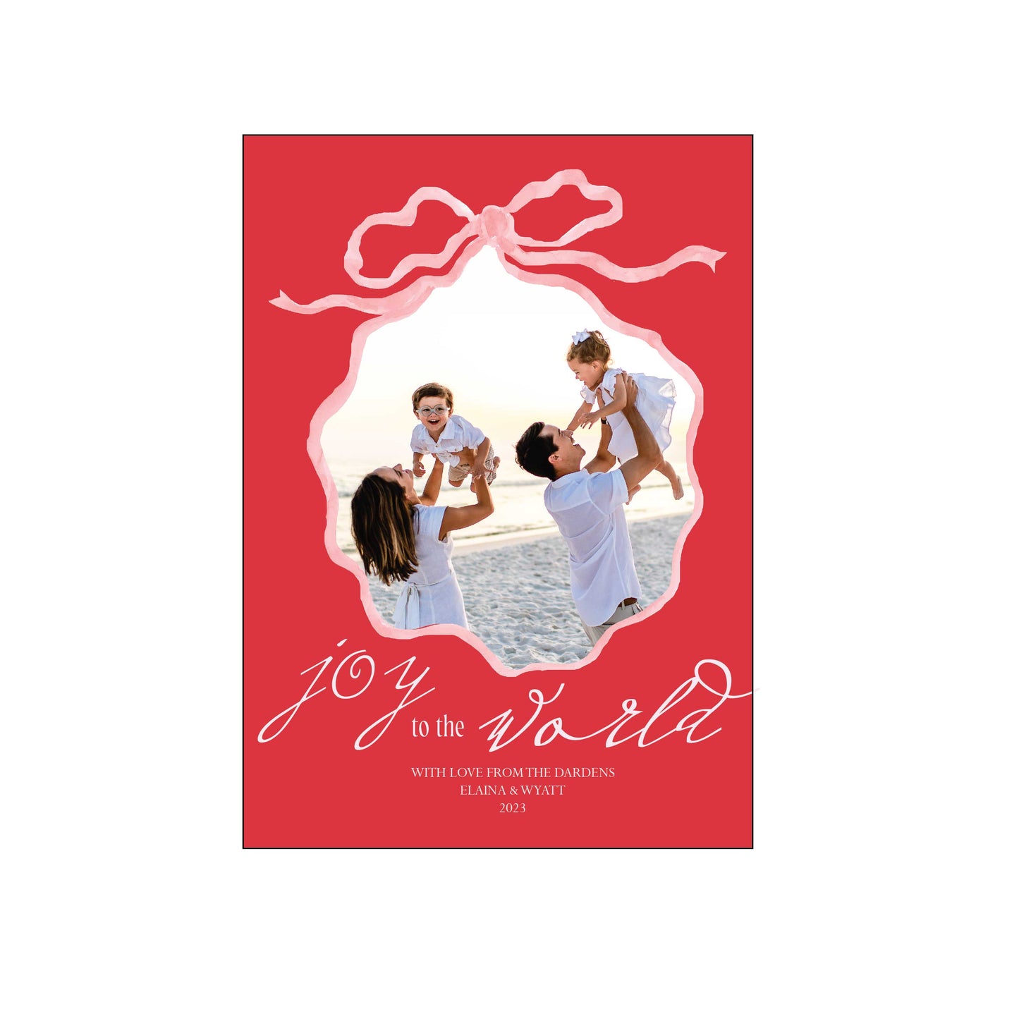 beautiful bow in pink and red | holiday card | elaina fagan design