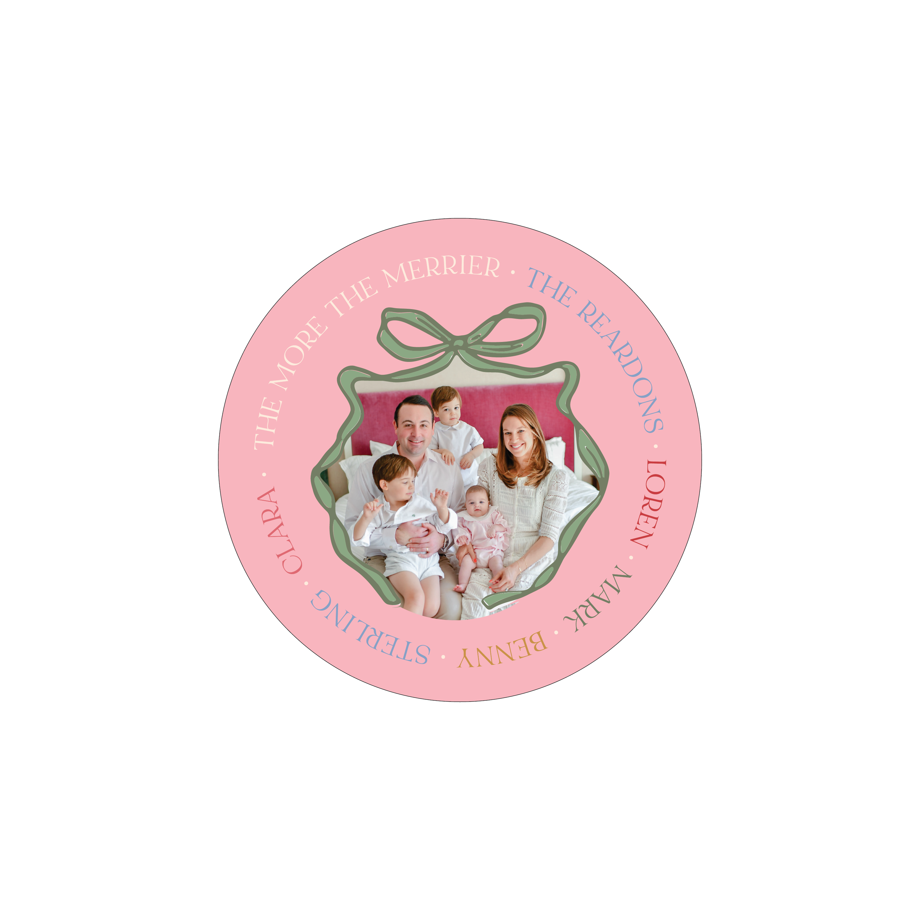 colorful christmas bow | holiday card | digital printed | die-cut shape