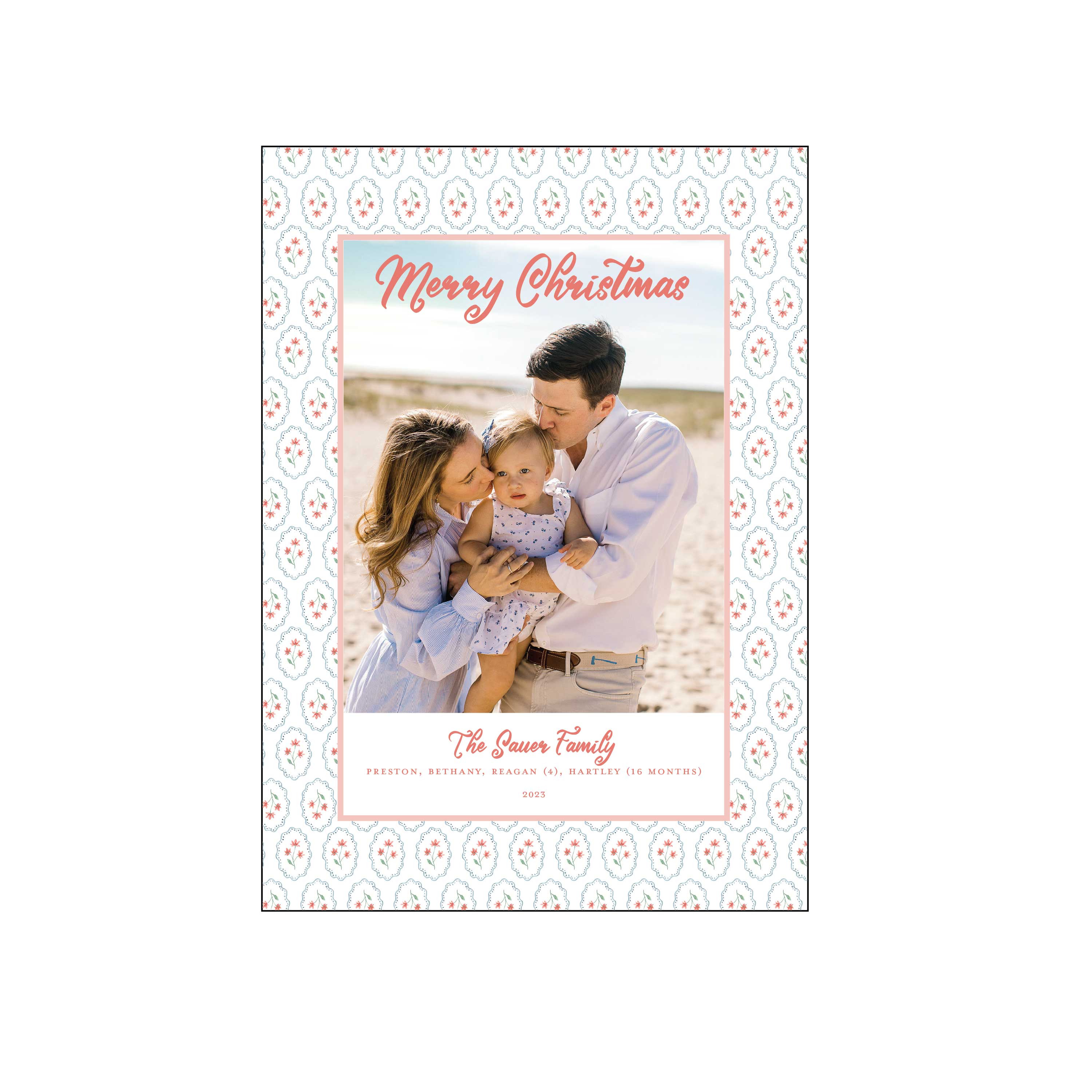 coral christmas | holiday card | be sweet ink