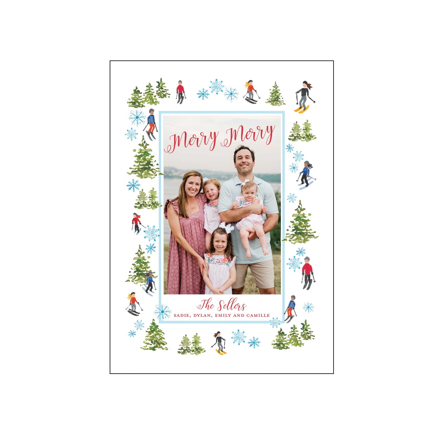 holiday skiers | holiday card | abby armistead