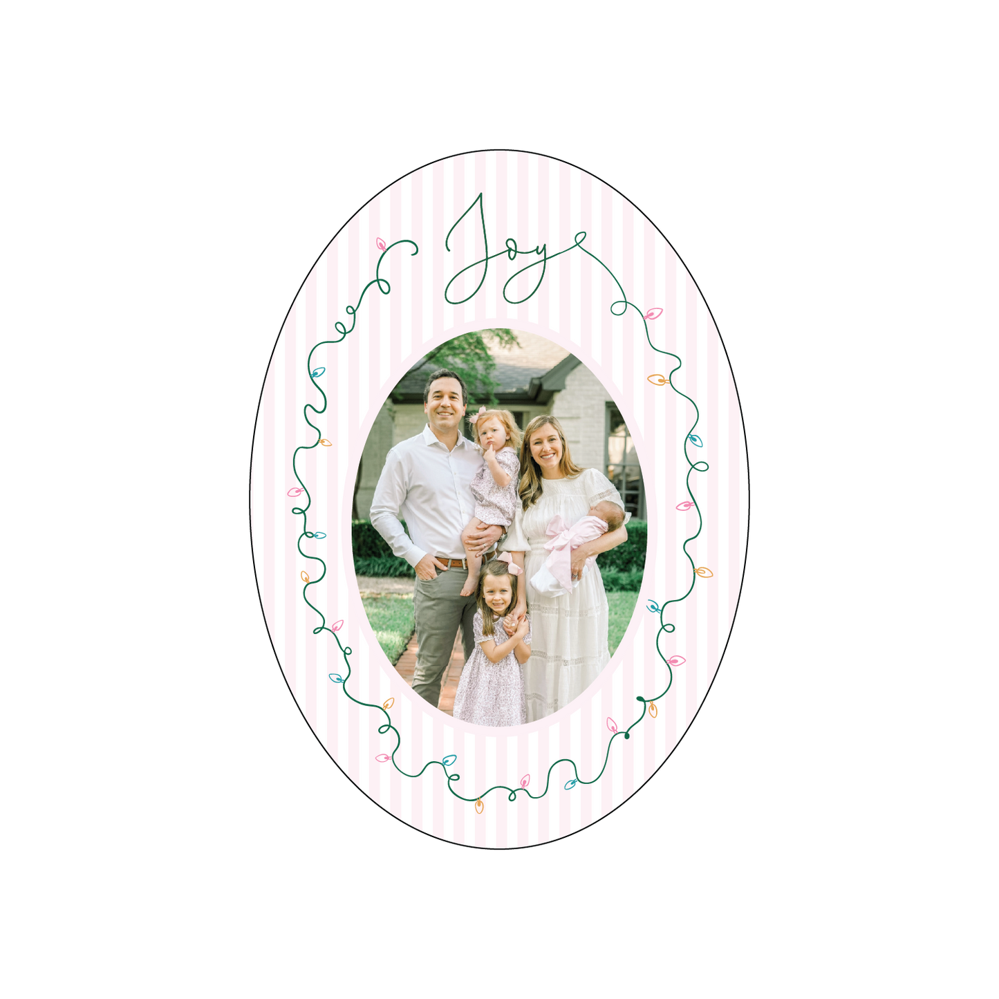 joyful lights | holiday card | digital printed | oval shape