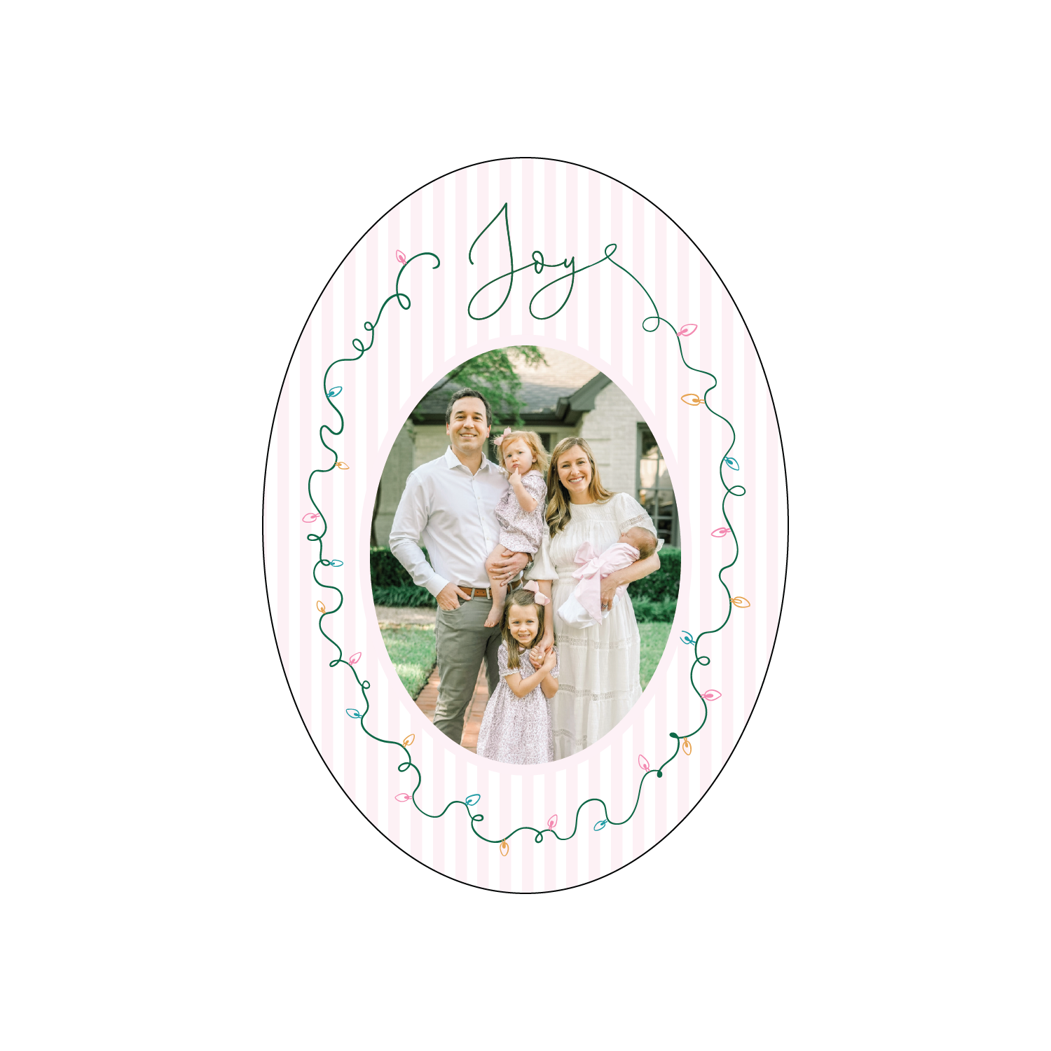joyful lights | holiday card | digital printed | oval shape
