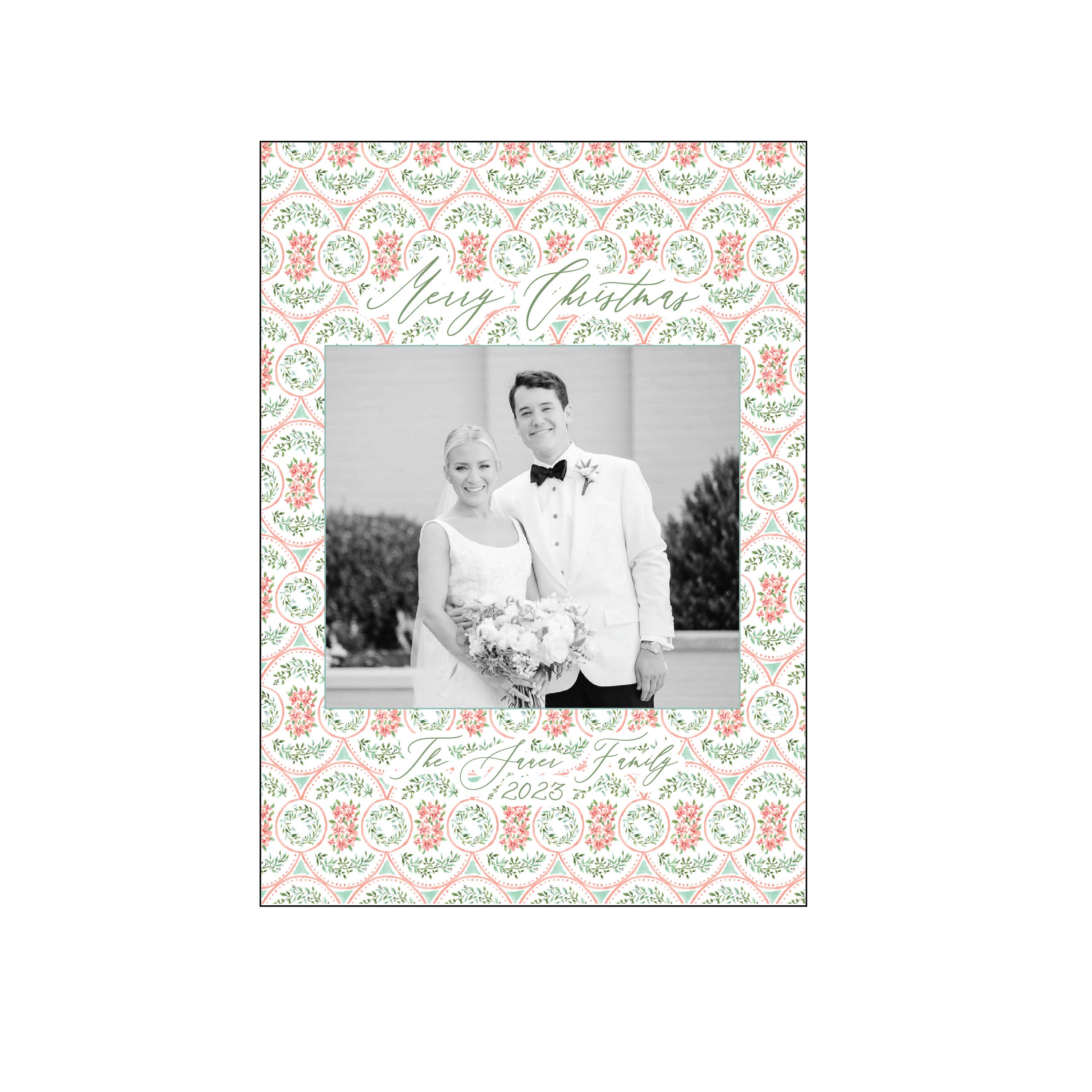 peachy wreath | holiday card | be sweet ink