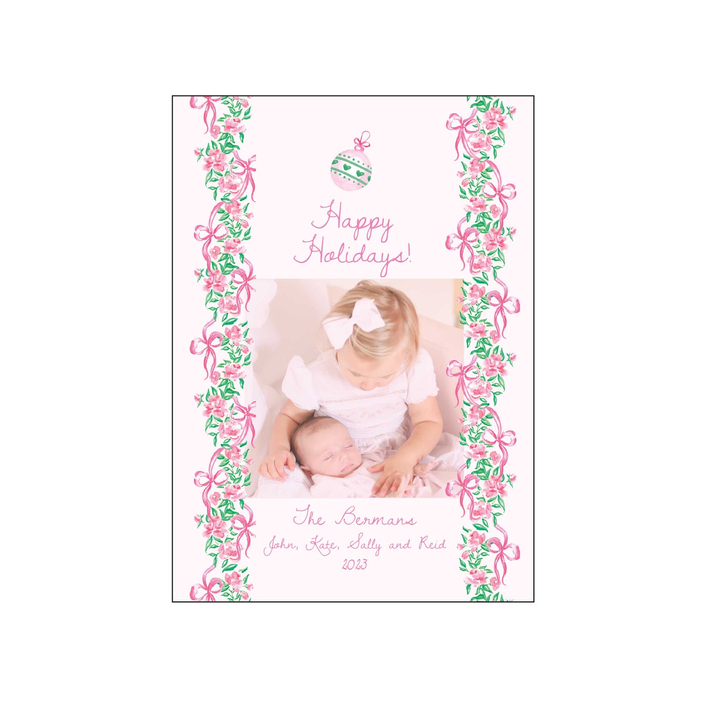 pink christmas | holiday card | pearly gates designs