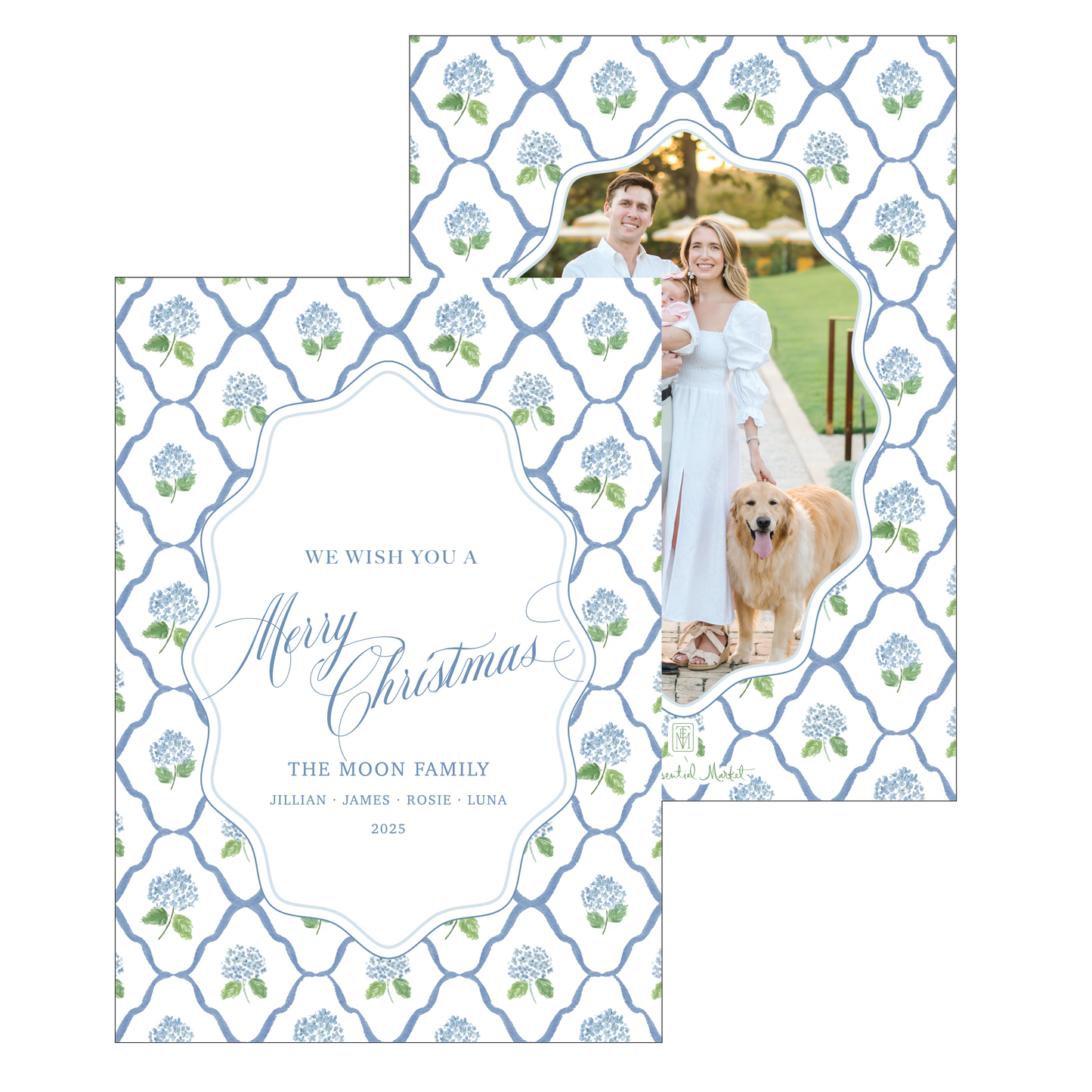 diamond blue hydrangea | holiday card | digital printed
