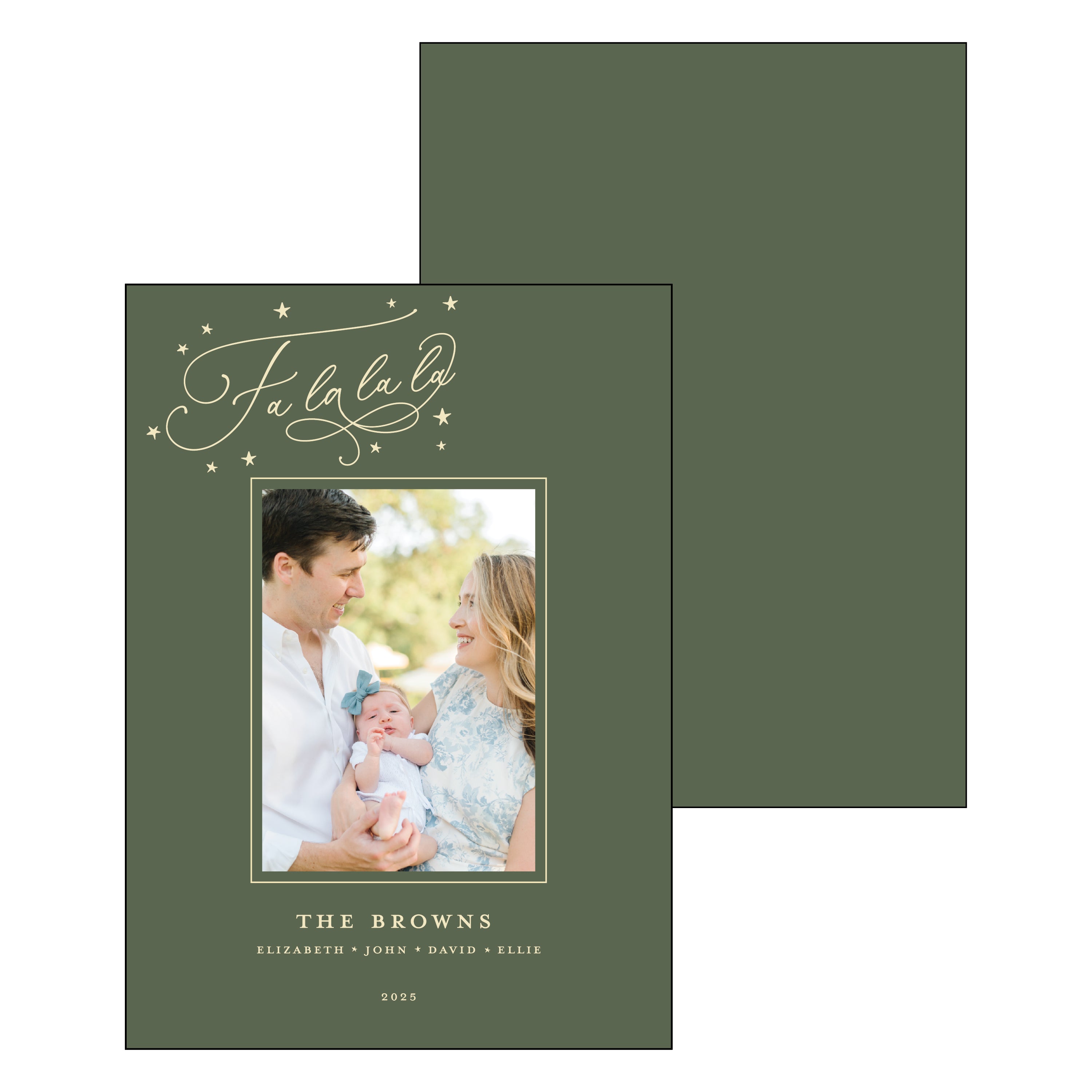 fa la la script | holiday card | foil-stamped