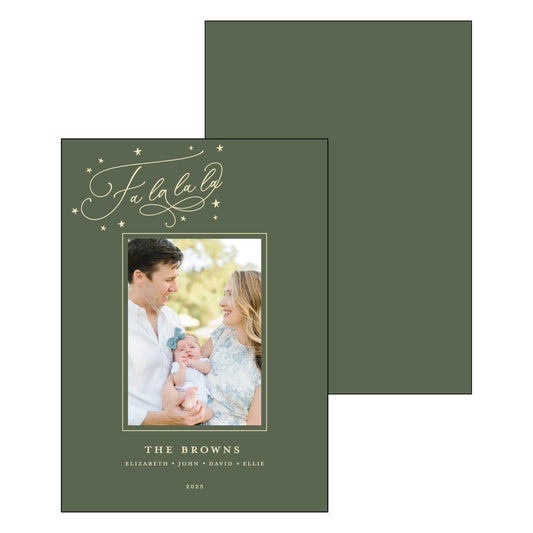 fa la la script | holiday card | foil-stamped