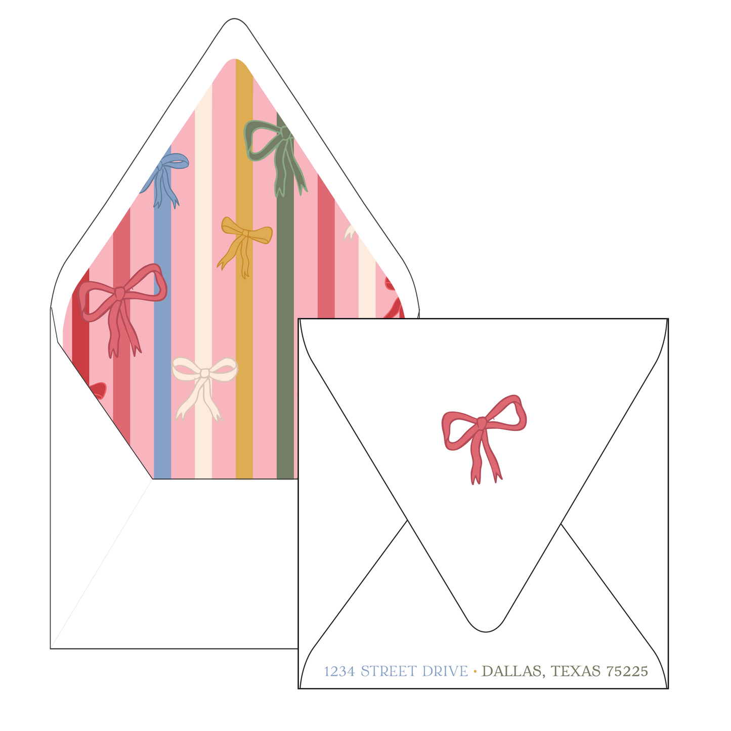 colorful christmas bow | holiday card | digital printed