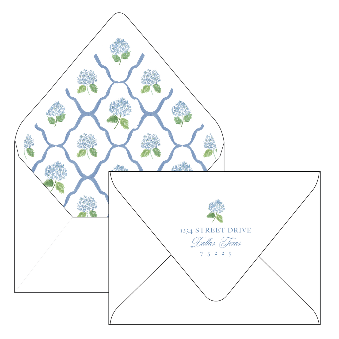 diamond blue hydrangea | holiday card | digital printed