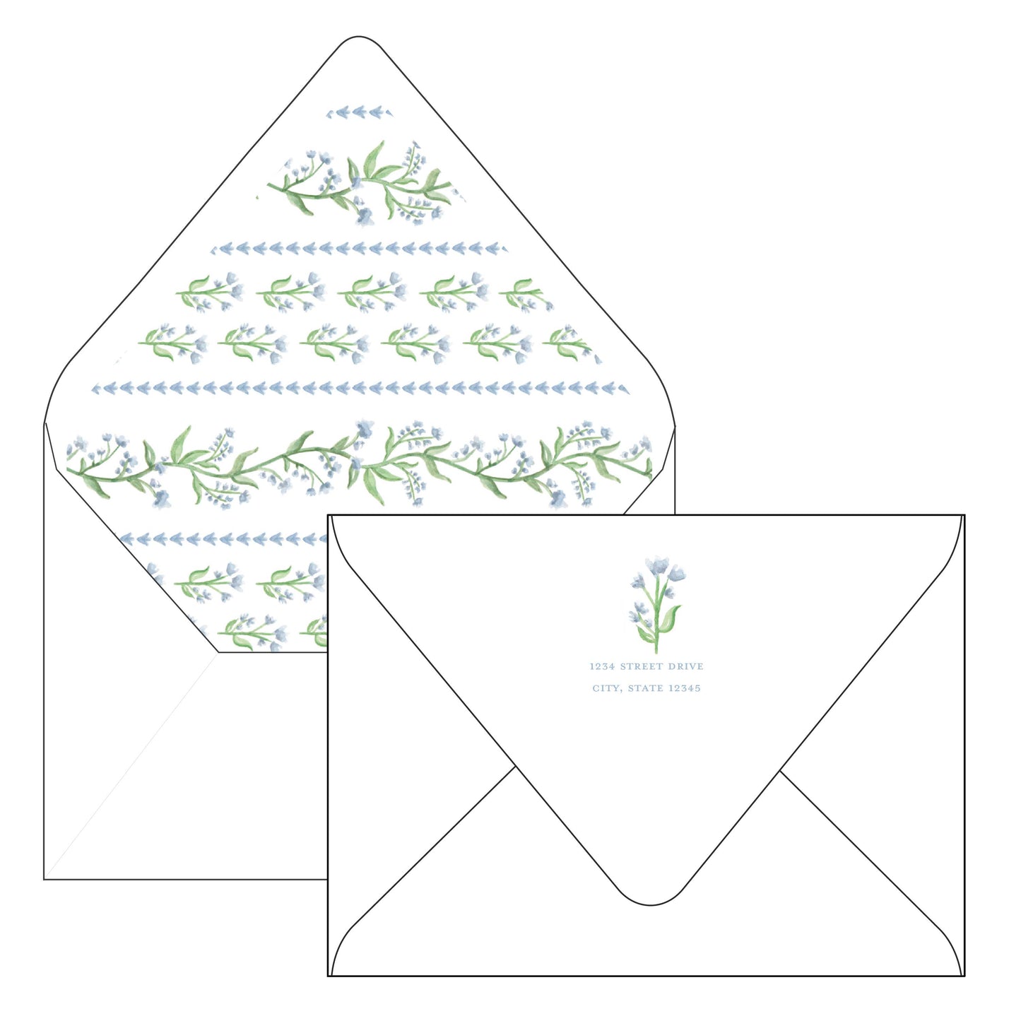 blue floral | holiday card | pearly gates designs