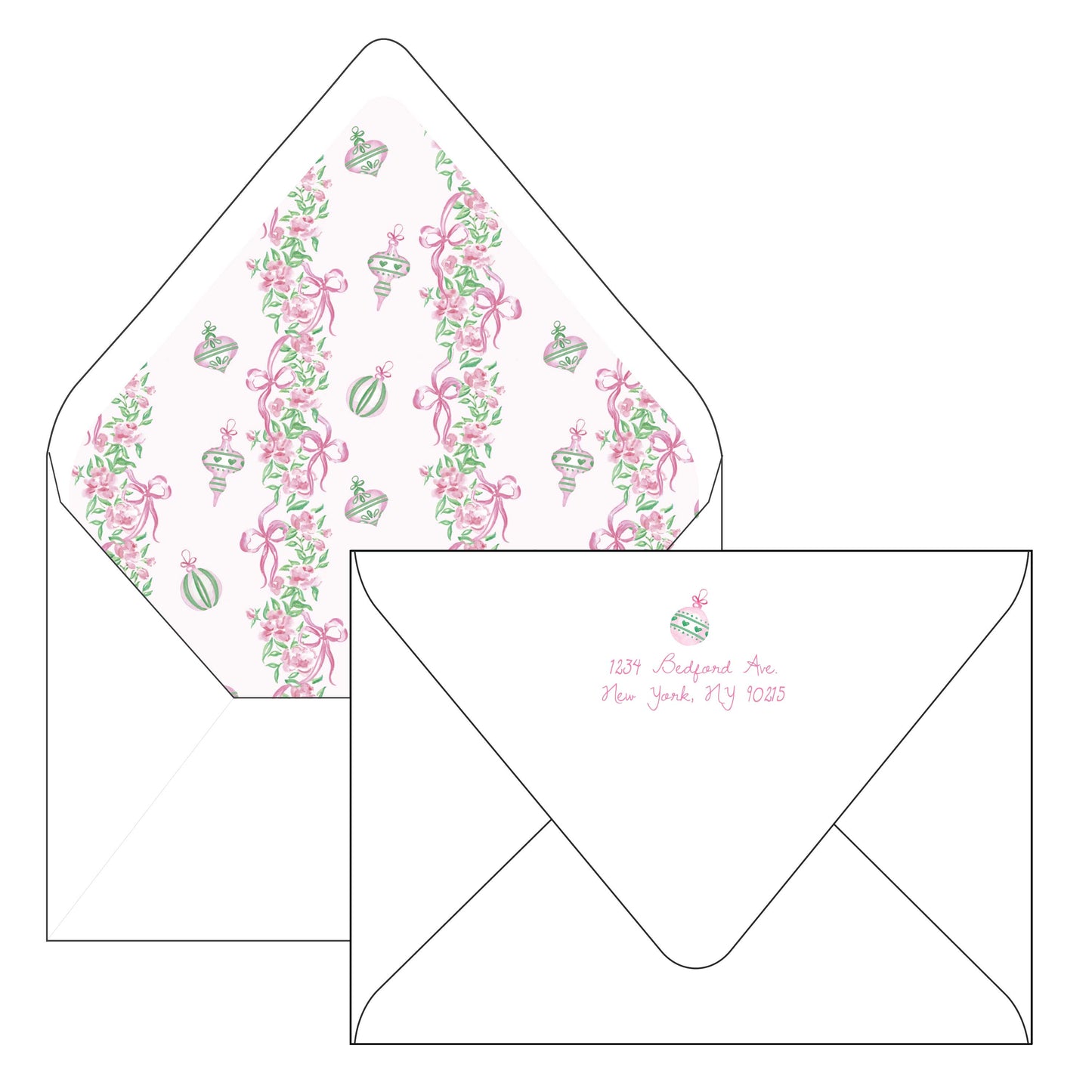 pink christmas | holiday card | pearly gates designs