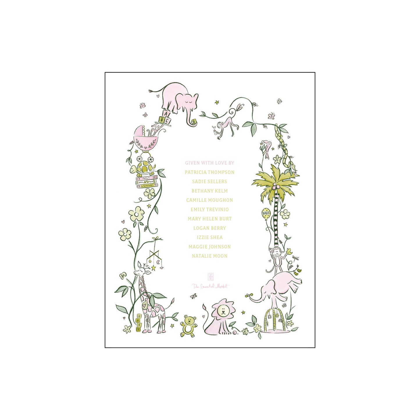 wild about baby | invitation | pink and green