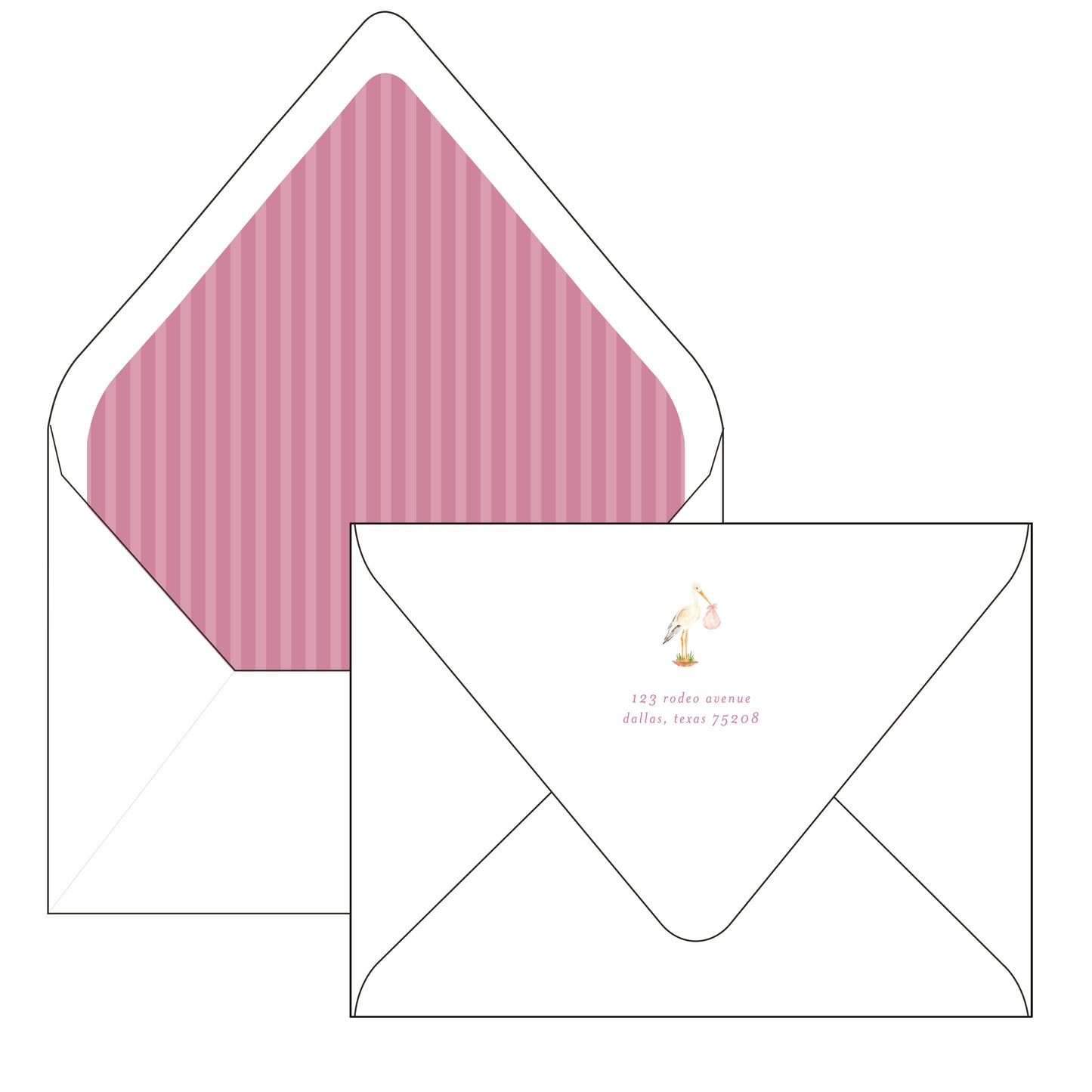 baby girl stork | invitation