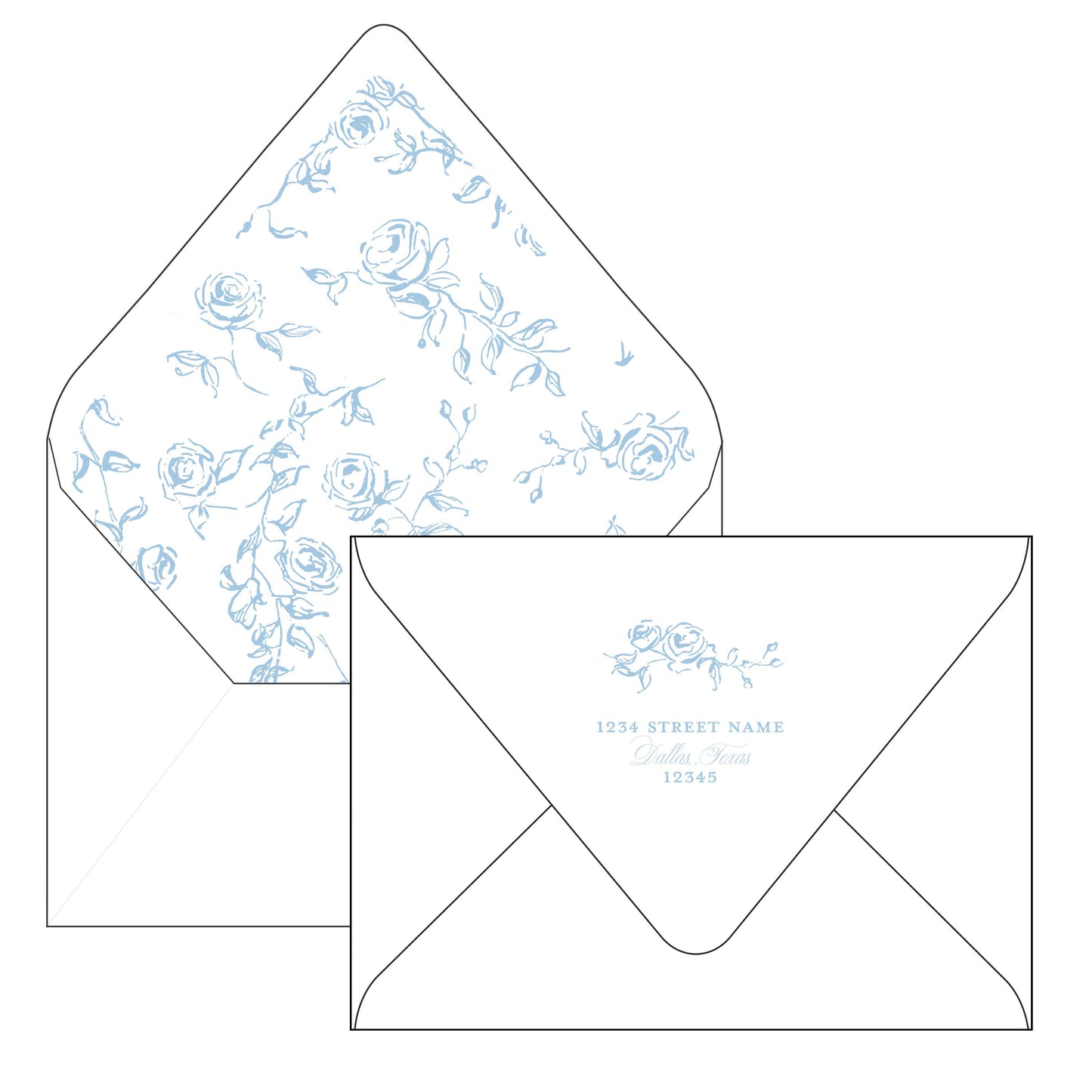 blue and white floral bridal shower | invitation