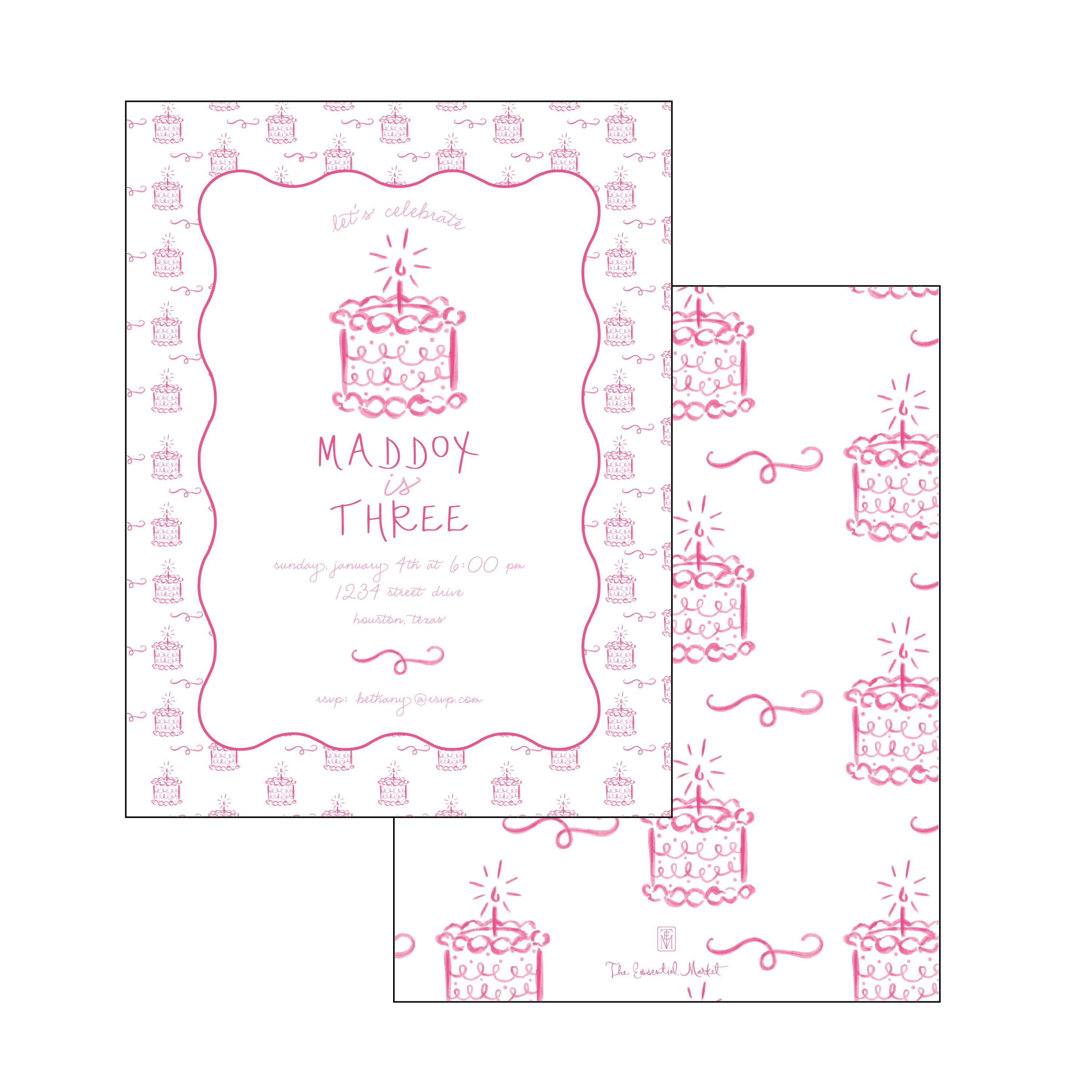 Birthday Cake Pink Invitation