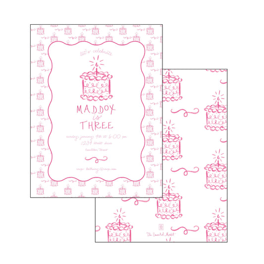 Birthday Cake Pink Invitation