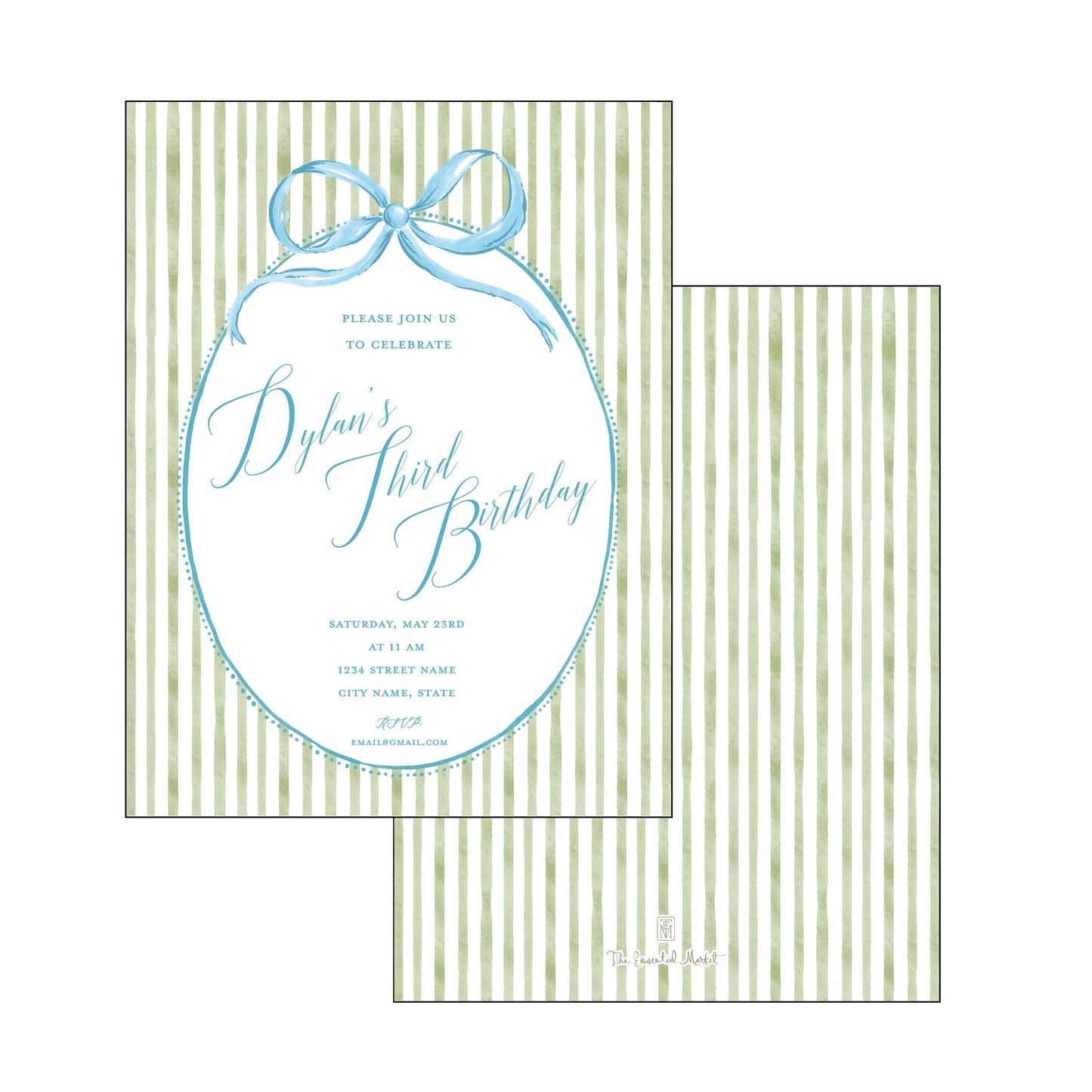 blue and green birthday | invitation