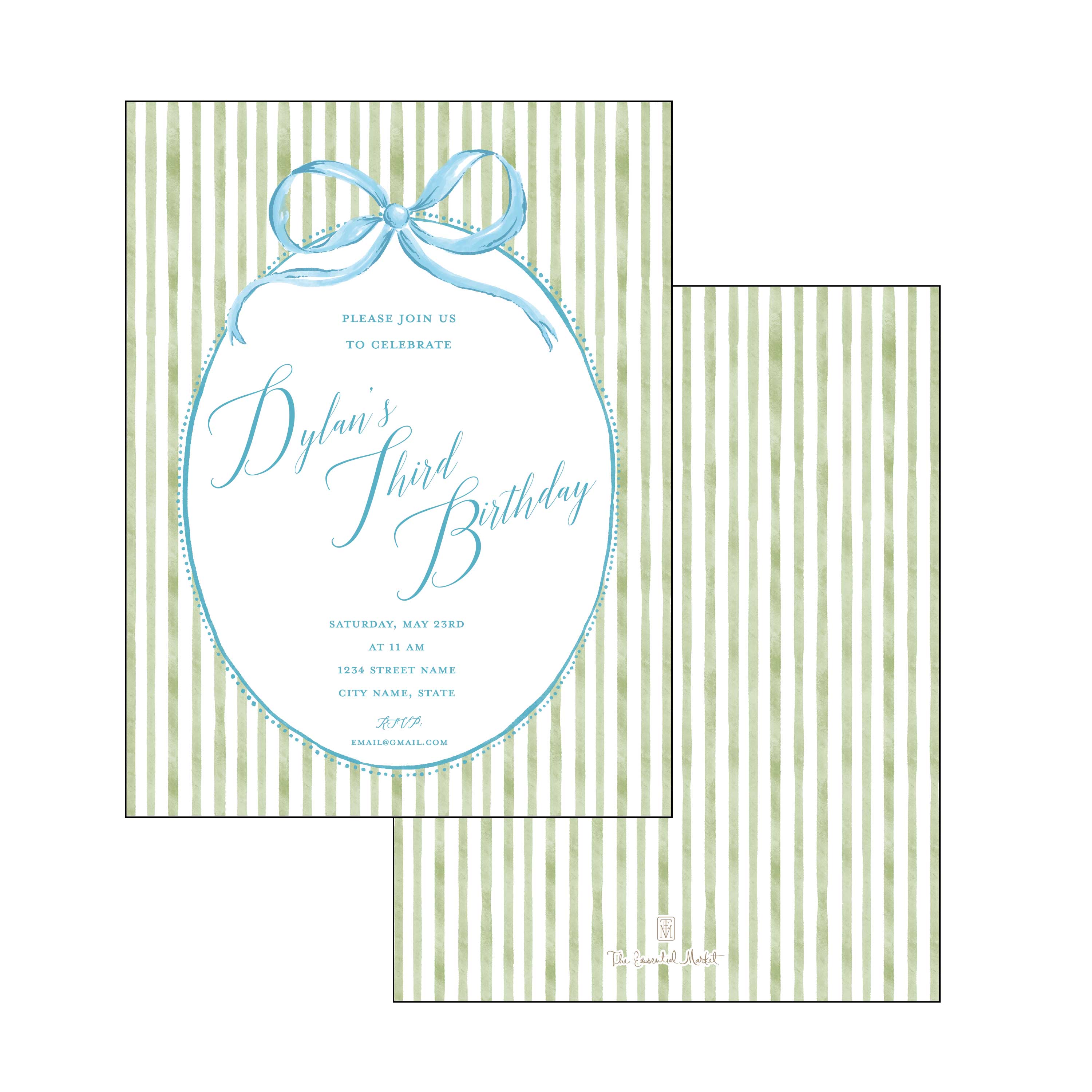 blue and green birthday | invitation